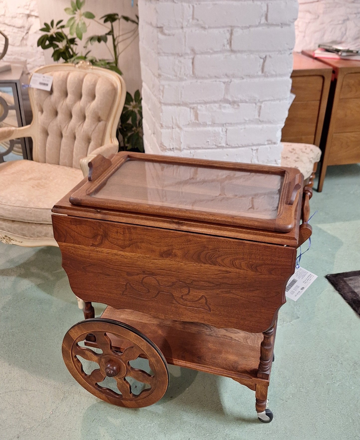 Drop Leaf Tea Wagon w Tray
