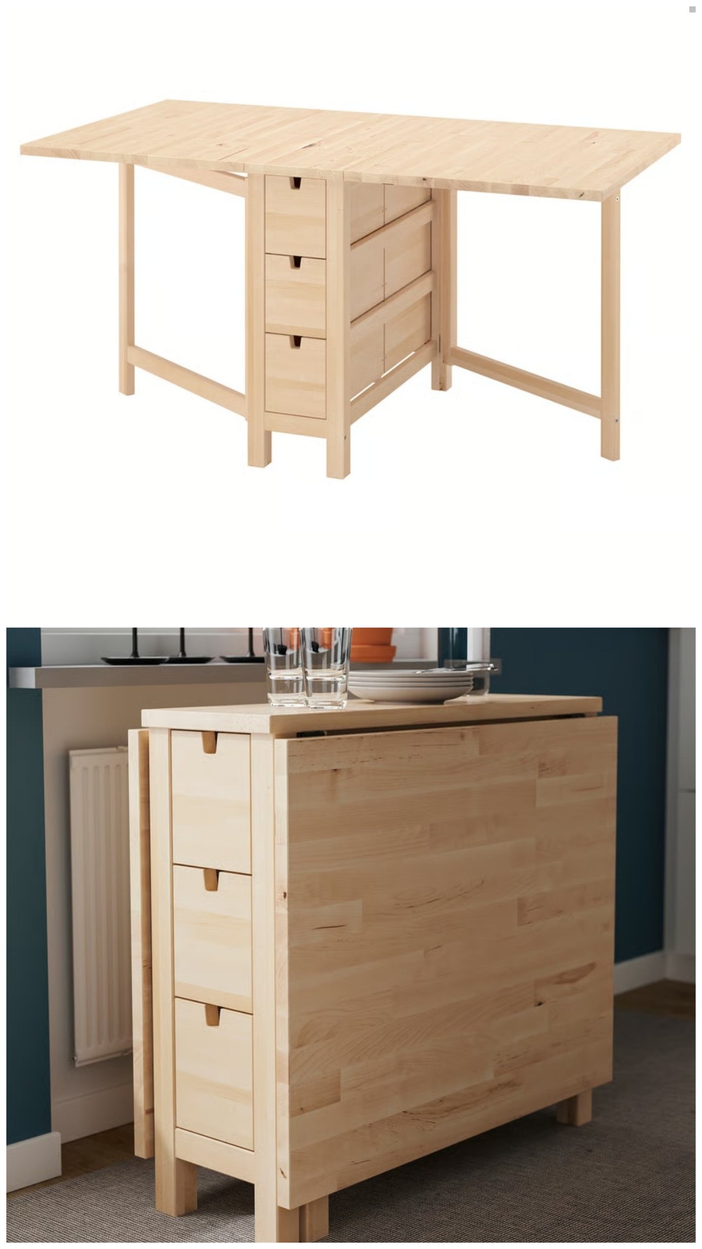 'Norden' Light Wood Gate Leg Table/Workstation