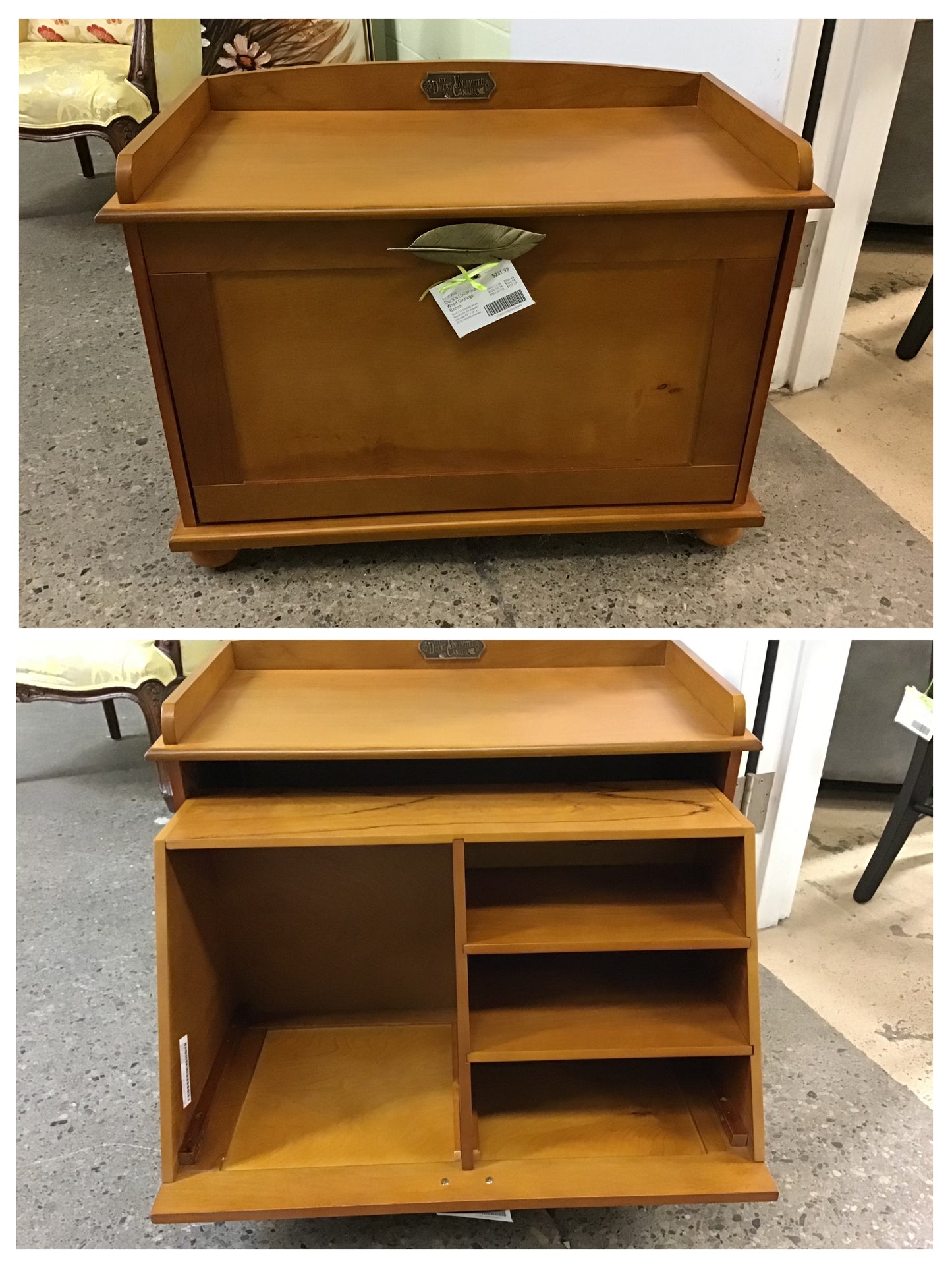 Duck's Unlimited Wood Storage Bench