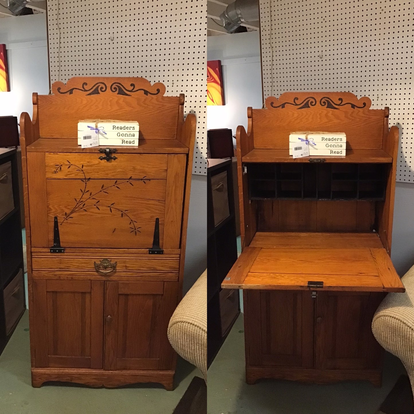 Vintage Oak Secretary Desk