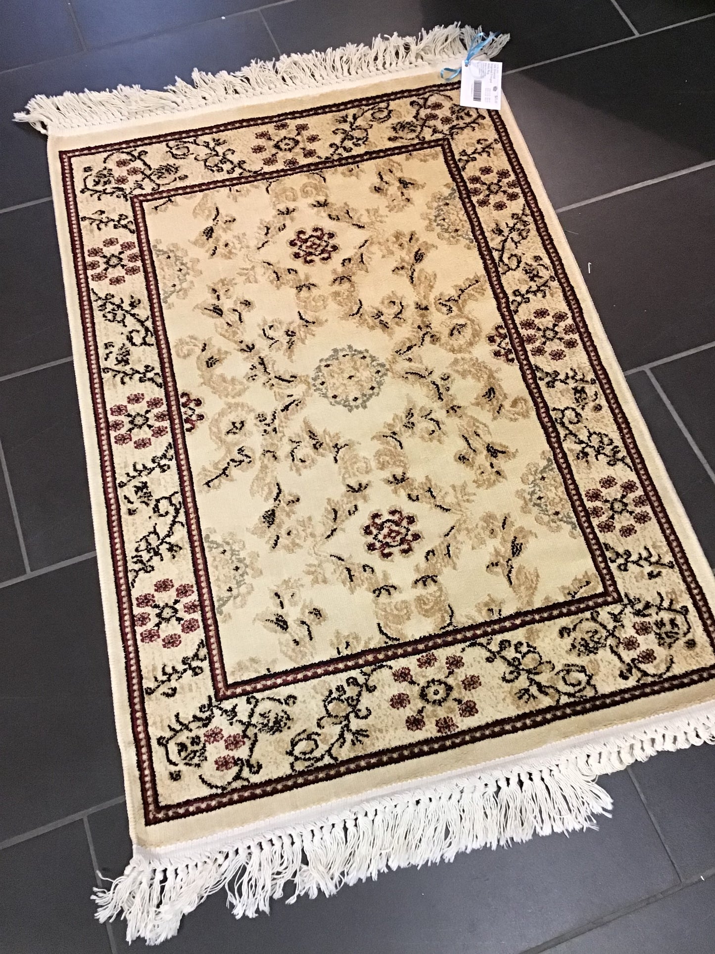 Silk Oriental Inspired Fringed Area Rug