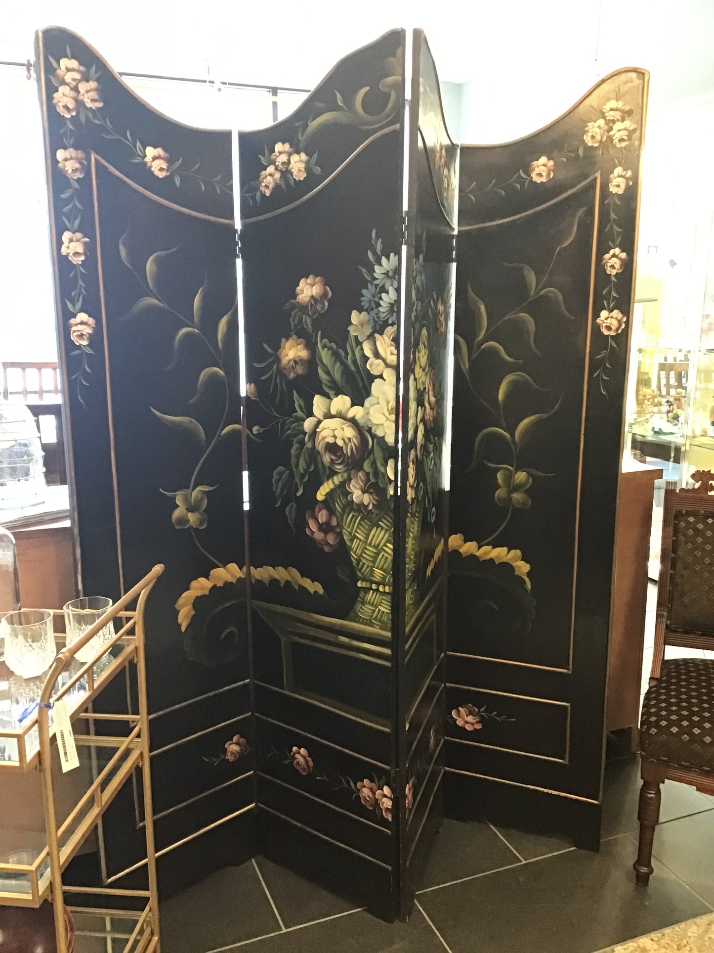 Painted Floral Room Divider