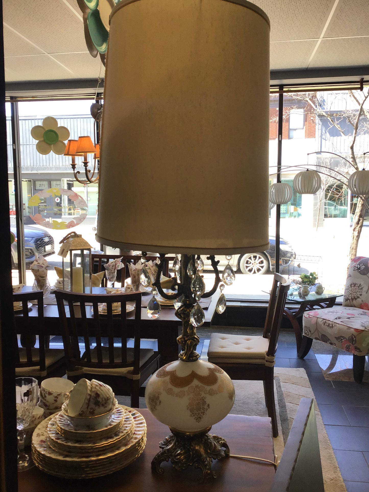 Vintage Gold Leaf Hollywood Regency Lamp- 38.25"h