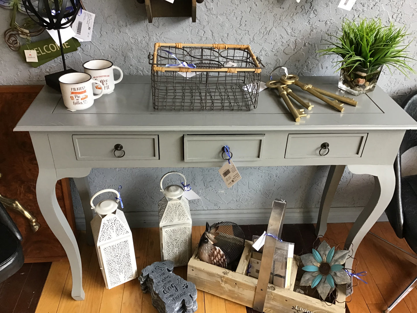 Grey Painted Wood Console Table