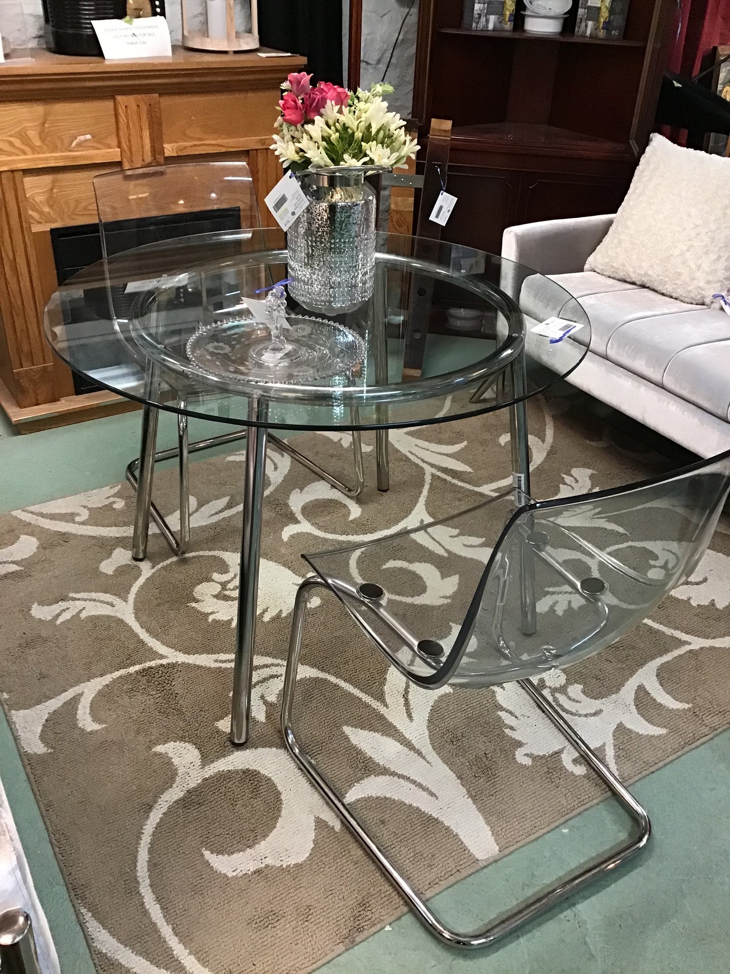 Ikea 'Salmi' Glass Dining Table w 2 Chairs