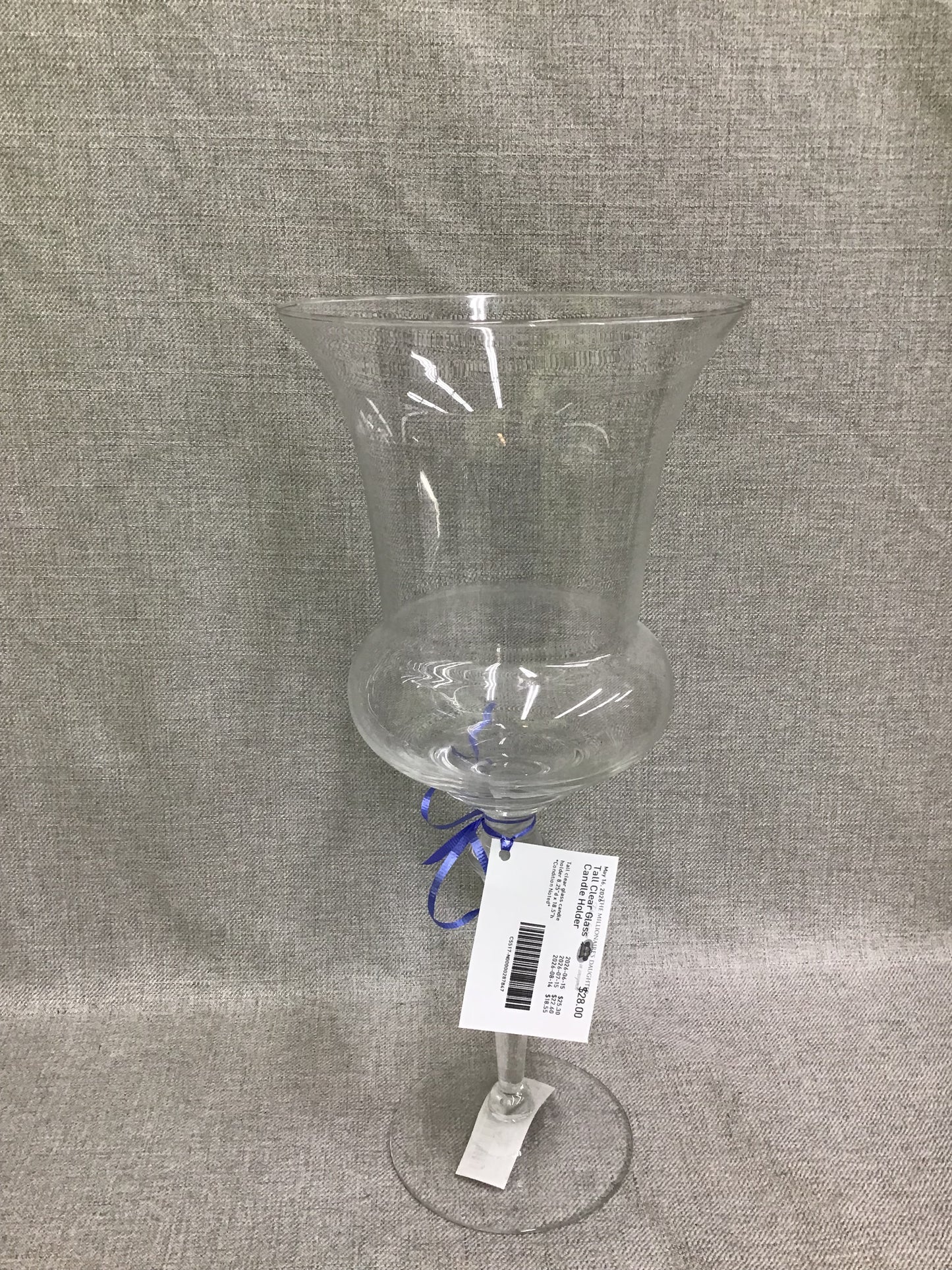Tall Clear Glass Candle Holder