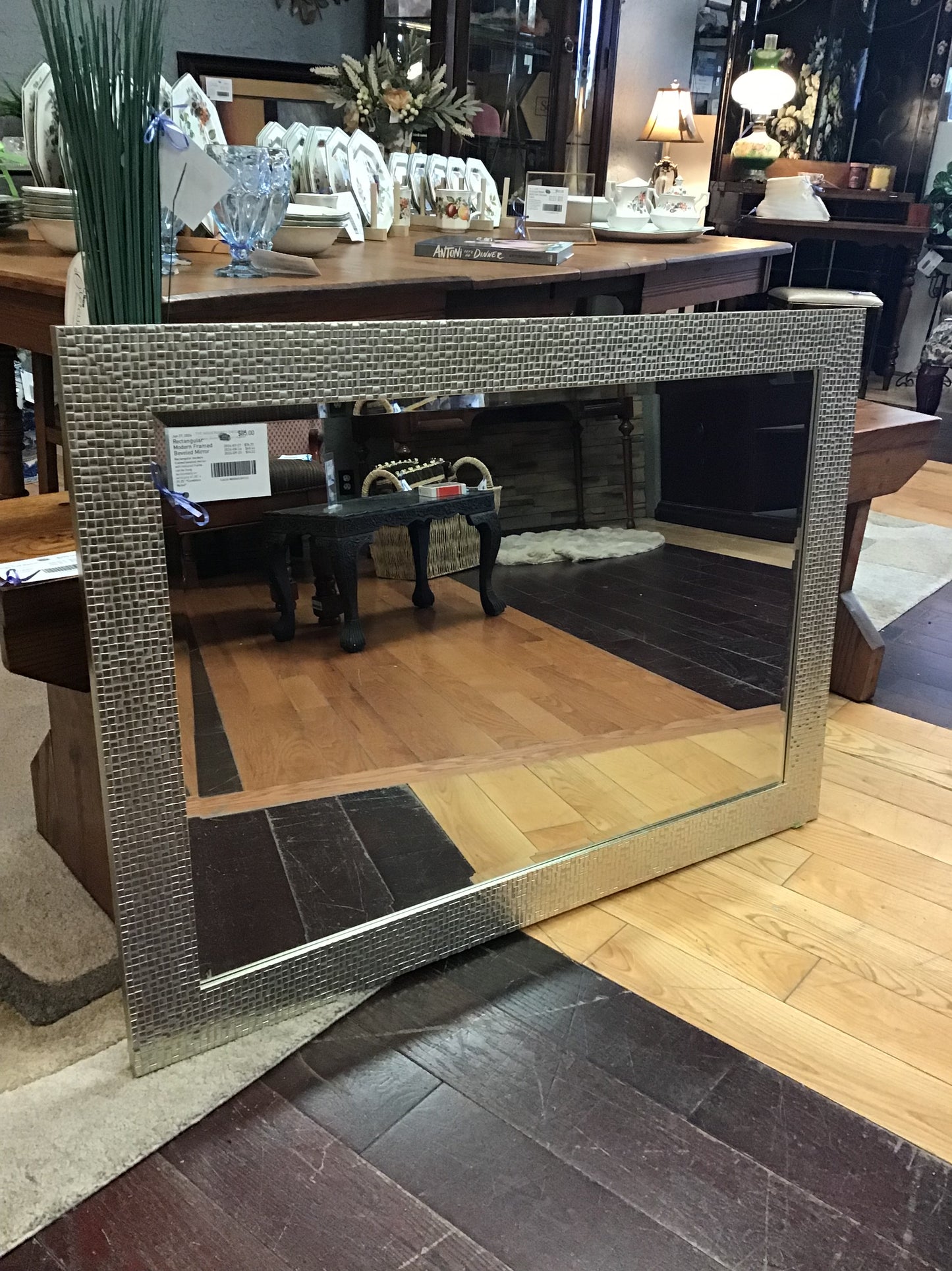 Rectangular Modern Framed Beveled Mirror