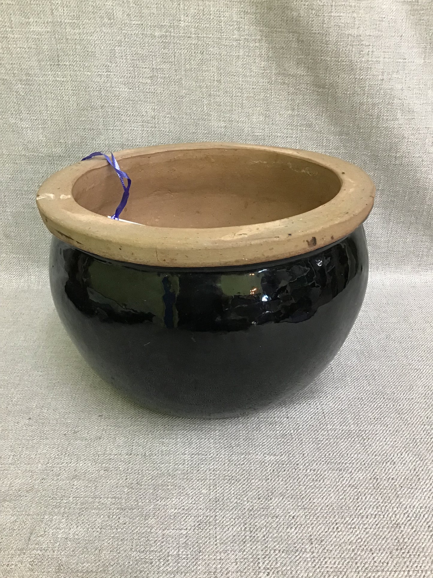 Round Black Ceramic Planter