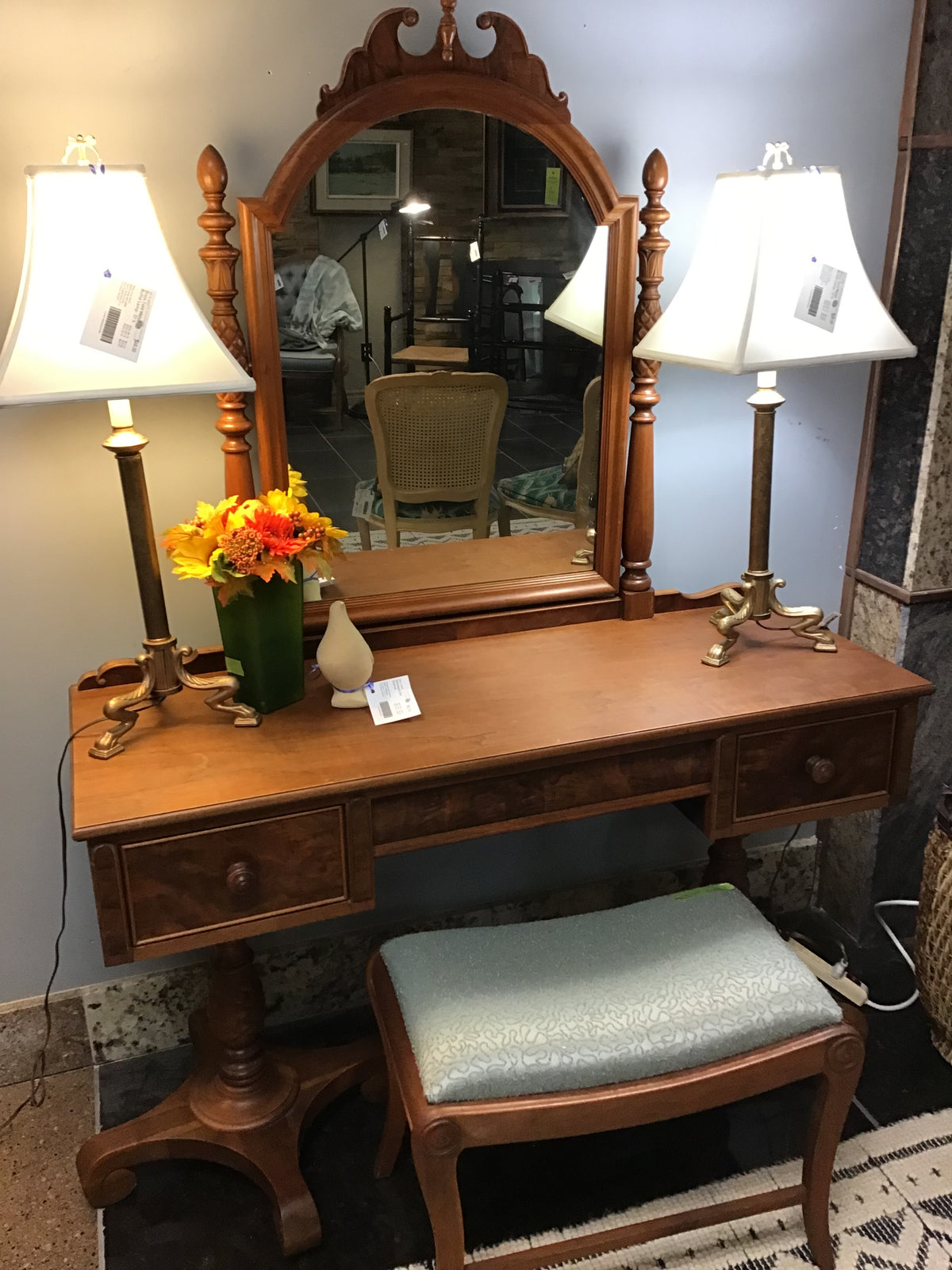 Antique Malcolm Dressing Table w Stool