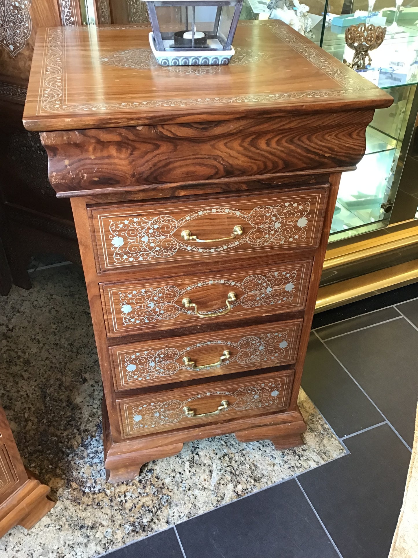 Gorgeous Brass Inlay Night Table NEW PRICE $271.48