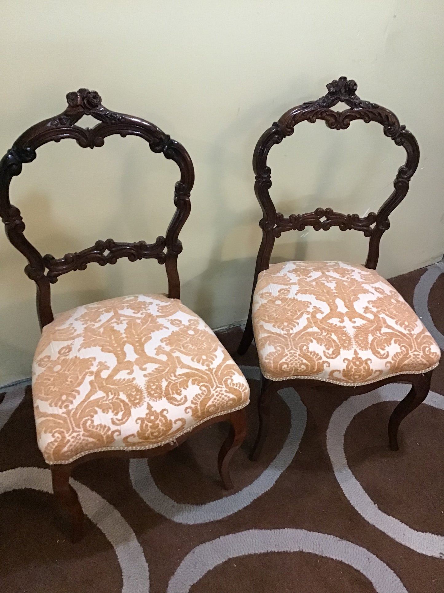 Pair Vintage Fortuny Dining Chairs