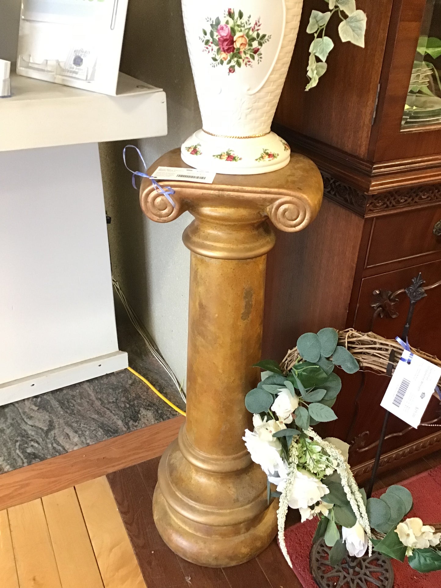 Gold Tone Plaster Plant Stand