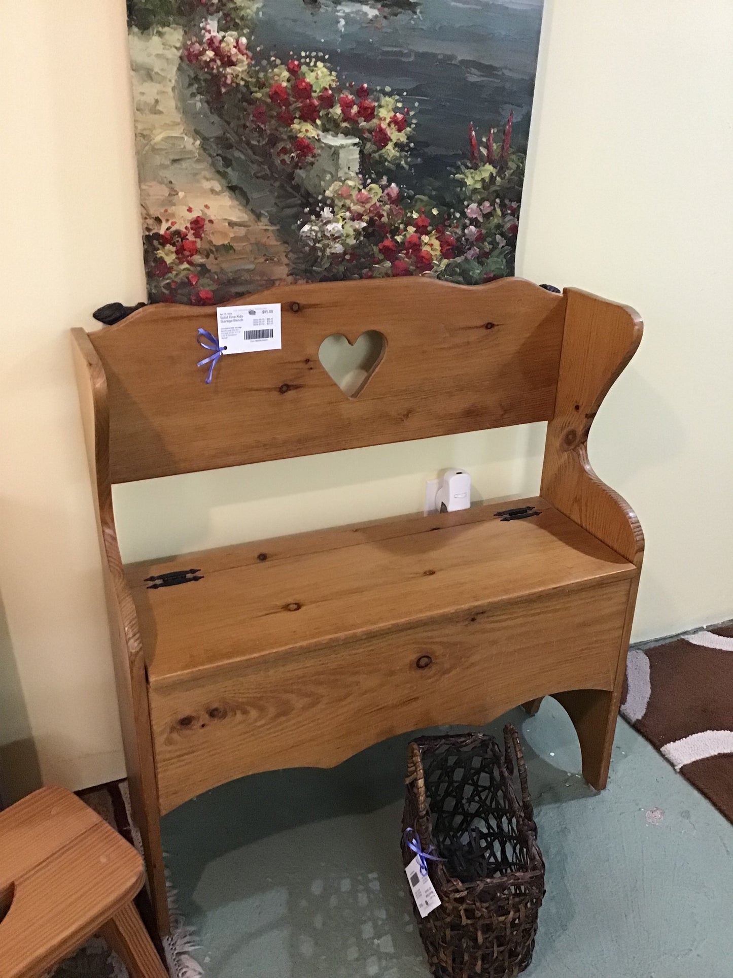 Solid Pine Kids Storage Bench