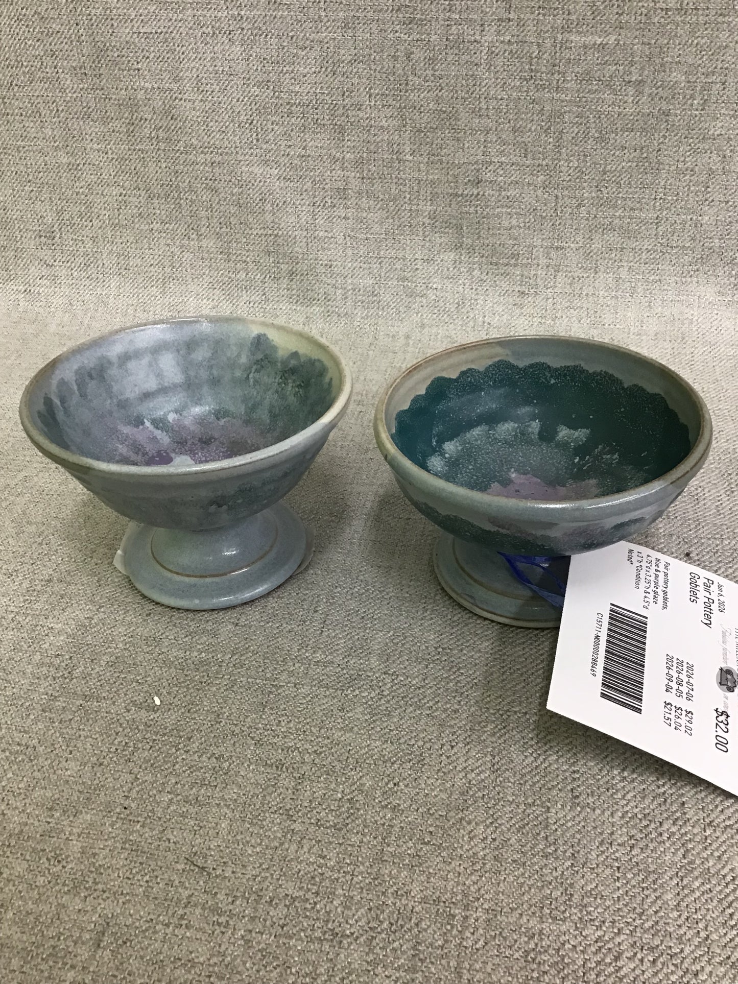 Pair Pottery Goblets