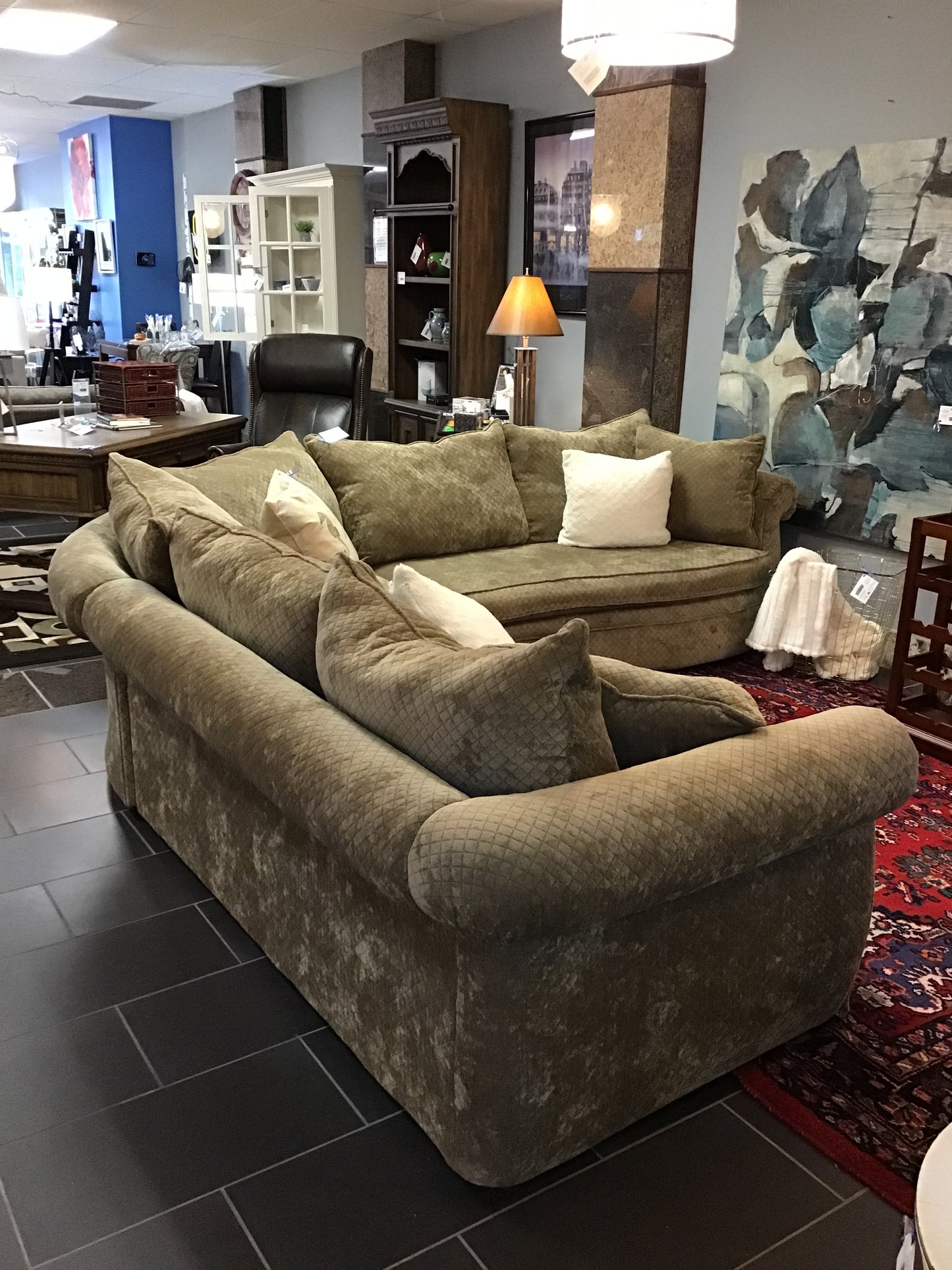 Home Wear Large Olive Green 3pc Sectional