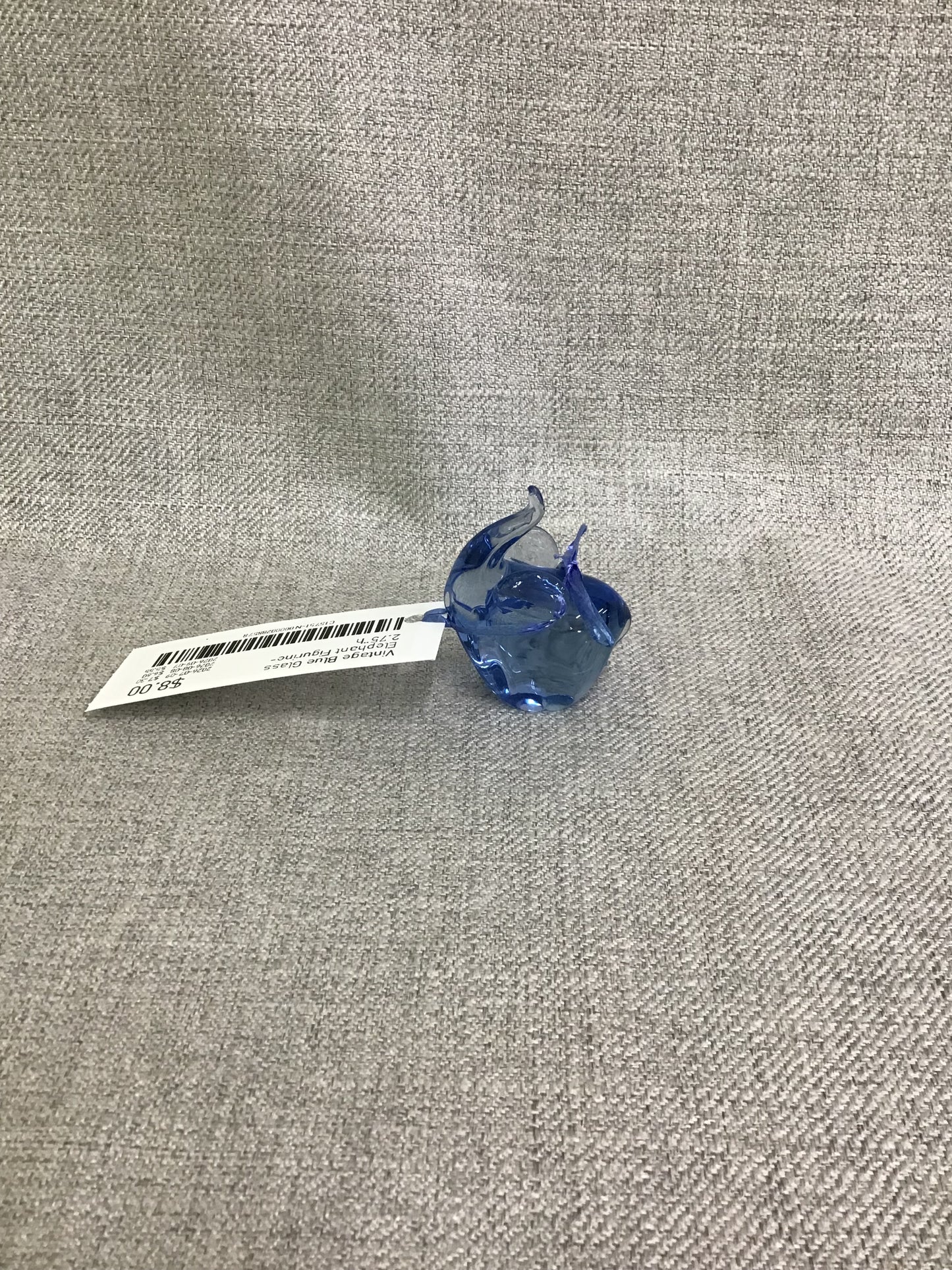Vintage Blue Glass Elephant Figurine- 2.75"h