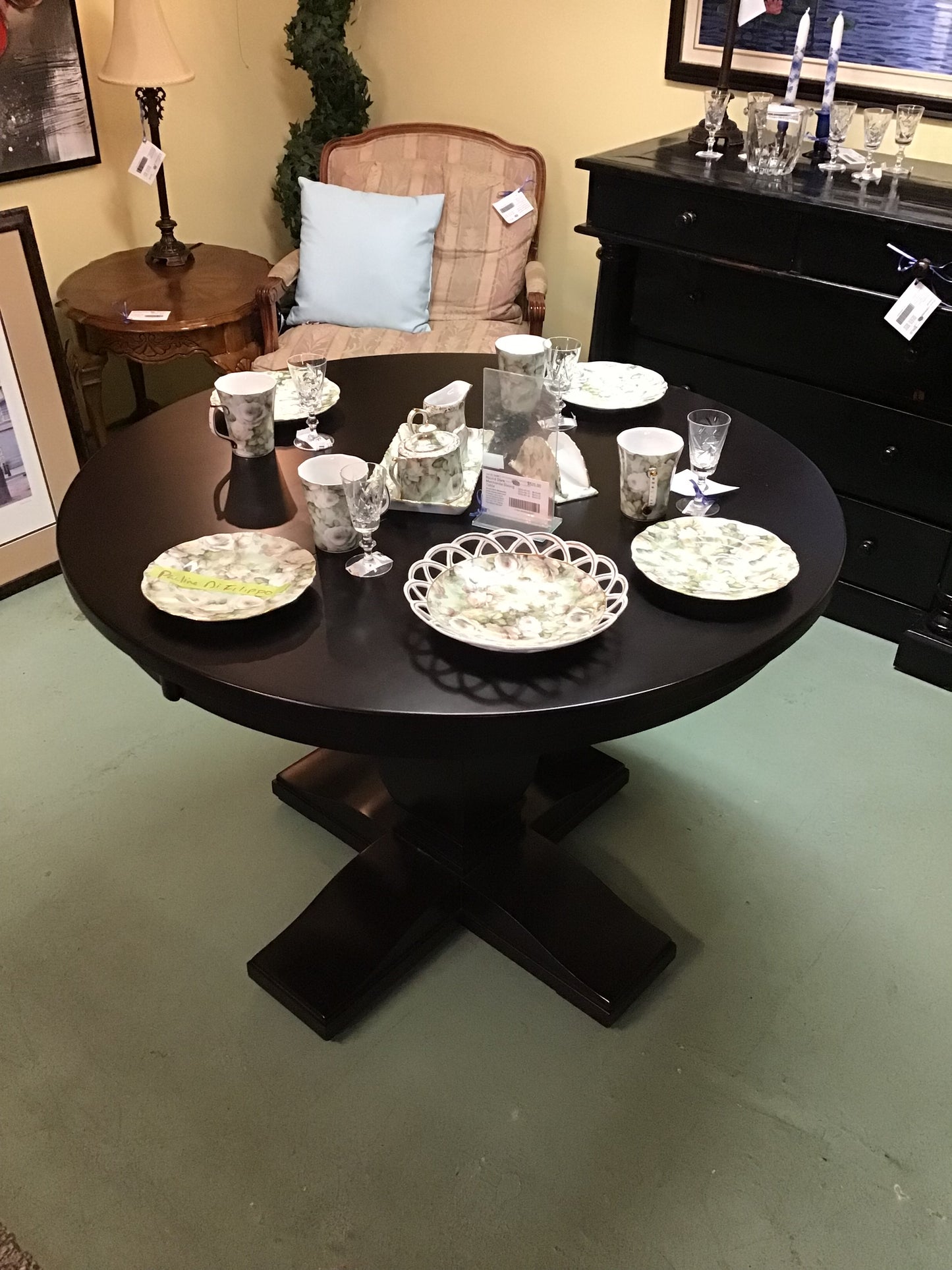 Round Dark Mennonite Dining Table