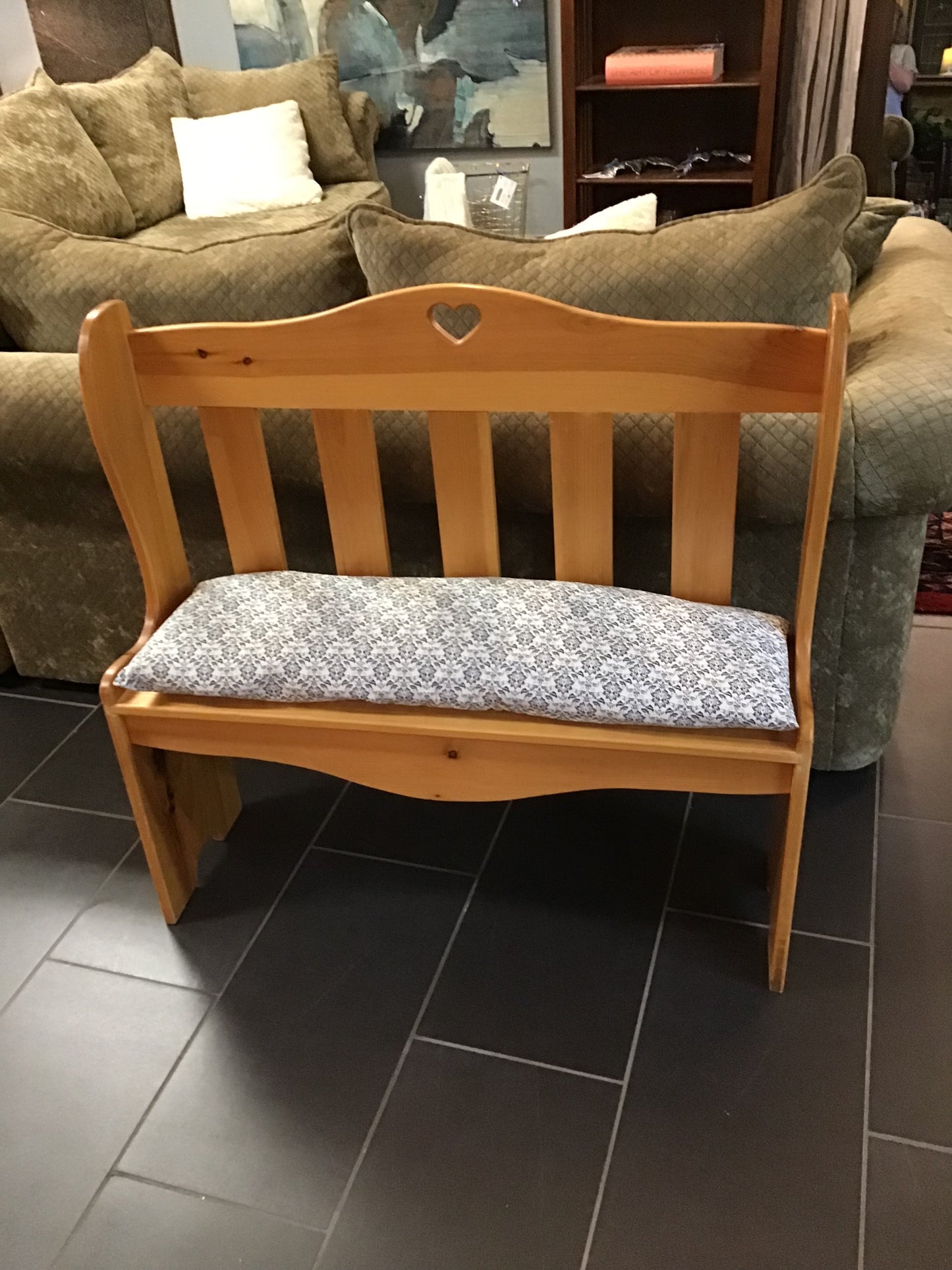 Childs Pine Bench w Cushion