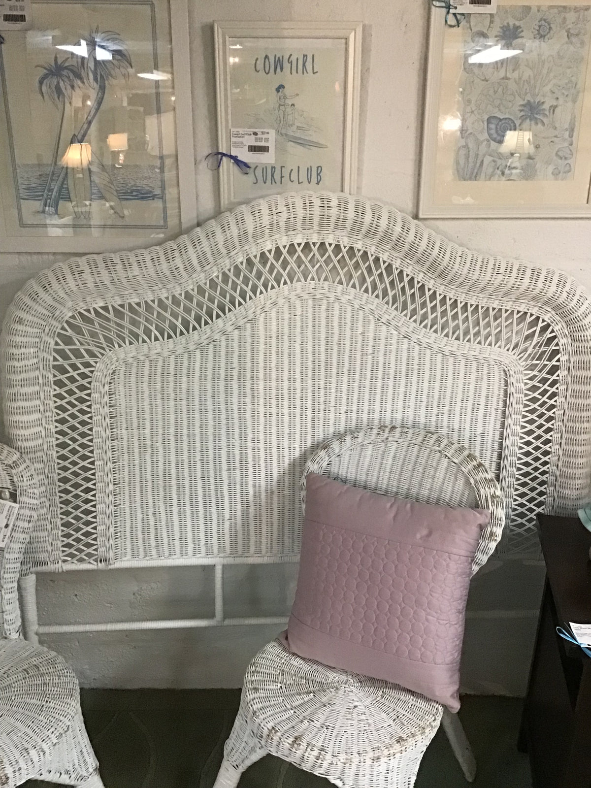 DOUBLE Painted Wicker Headboard
