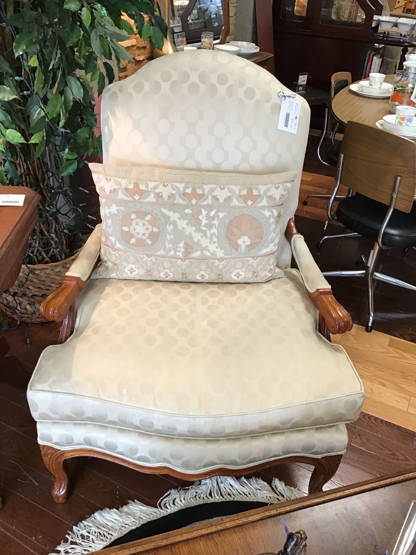 Gold Tone Wingback Chair