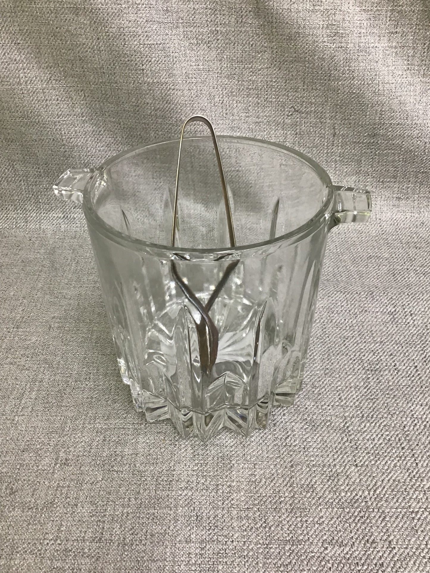 Small Glass Ice Bucket w Tongs