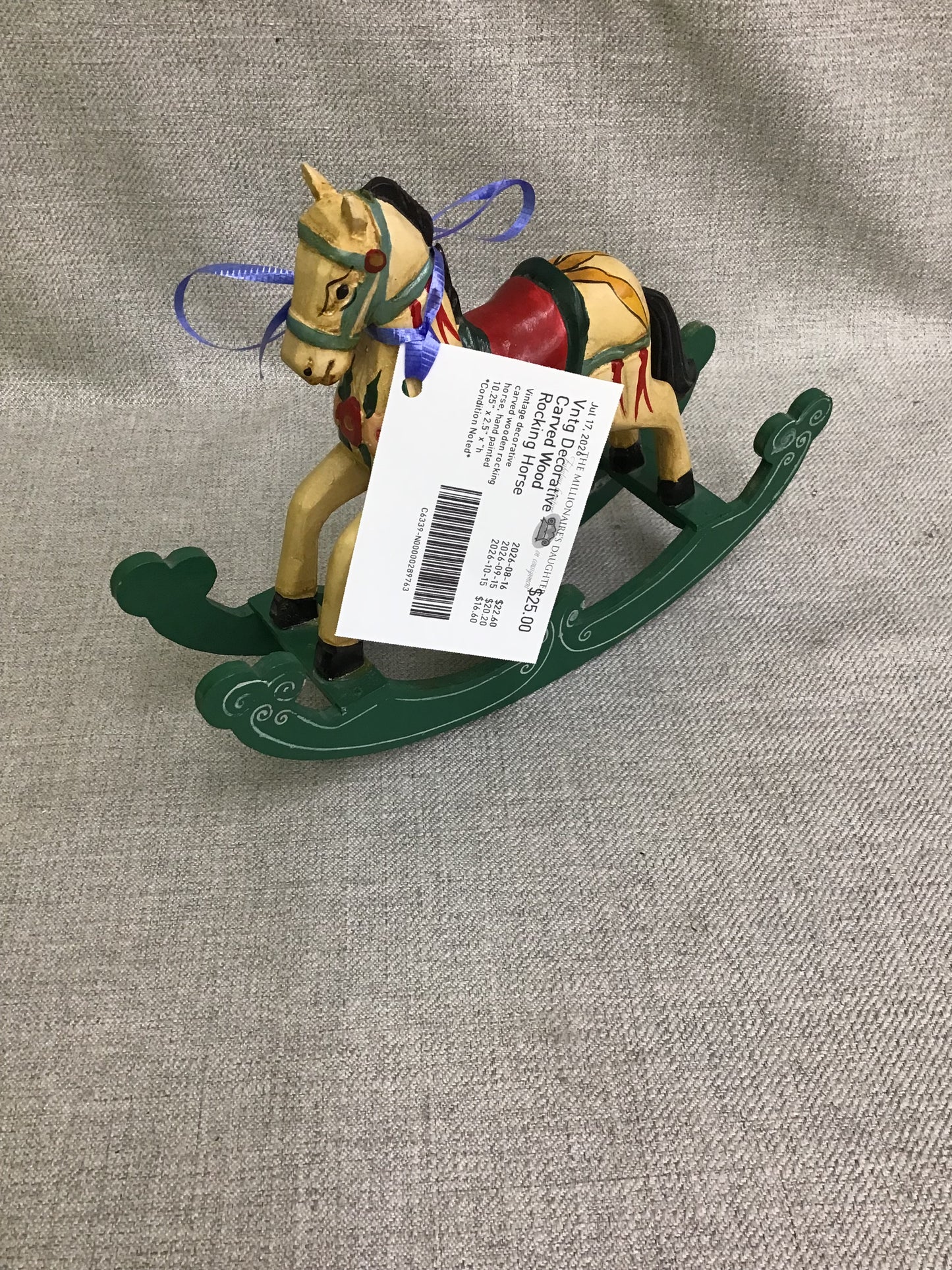 Vntg Decorative Carved Wood Rocking Horse