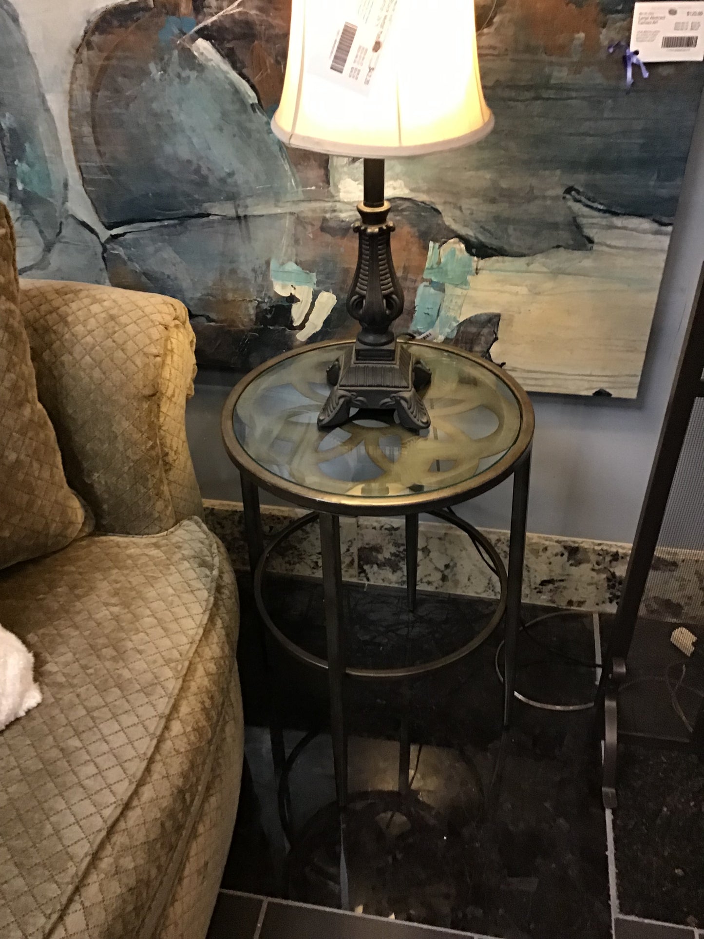 Hillsdale 'Marsala' Round Glass Topped Side Table