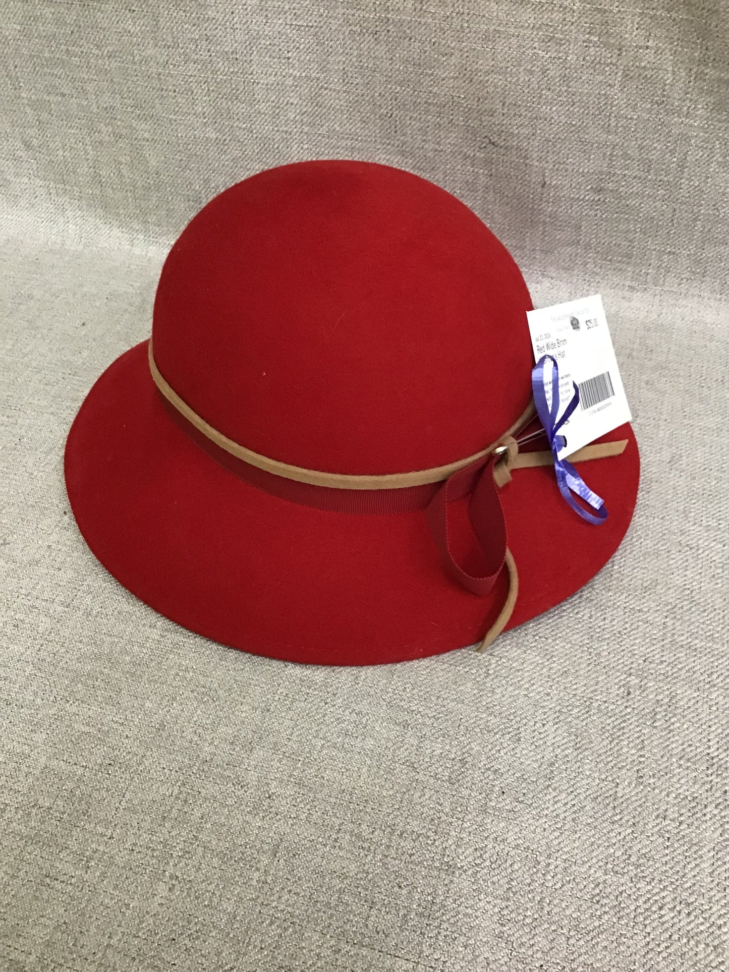 Red Wide Brim Womens Hat