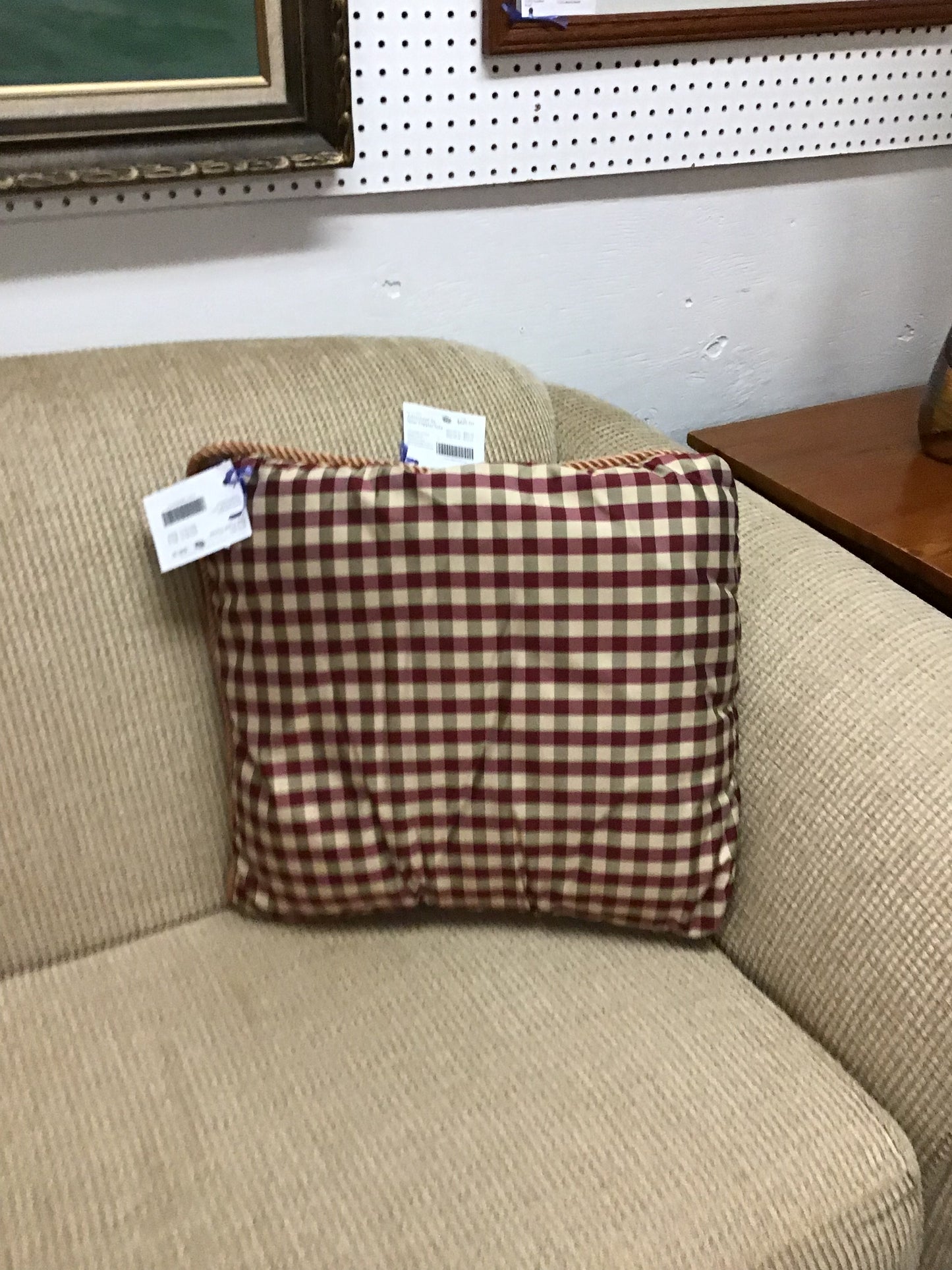Red Plaid Throw Pillow