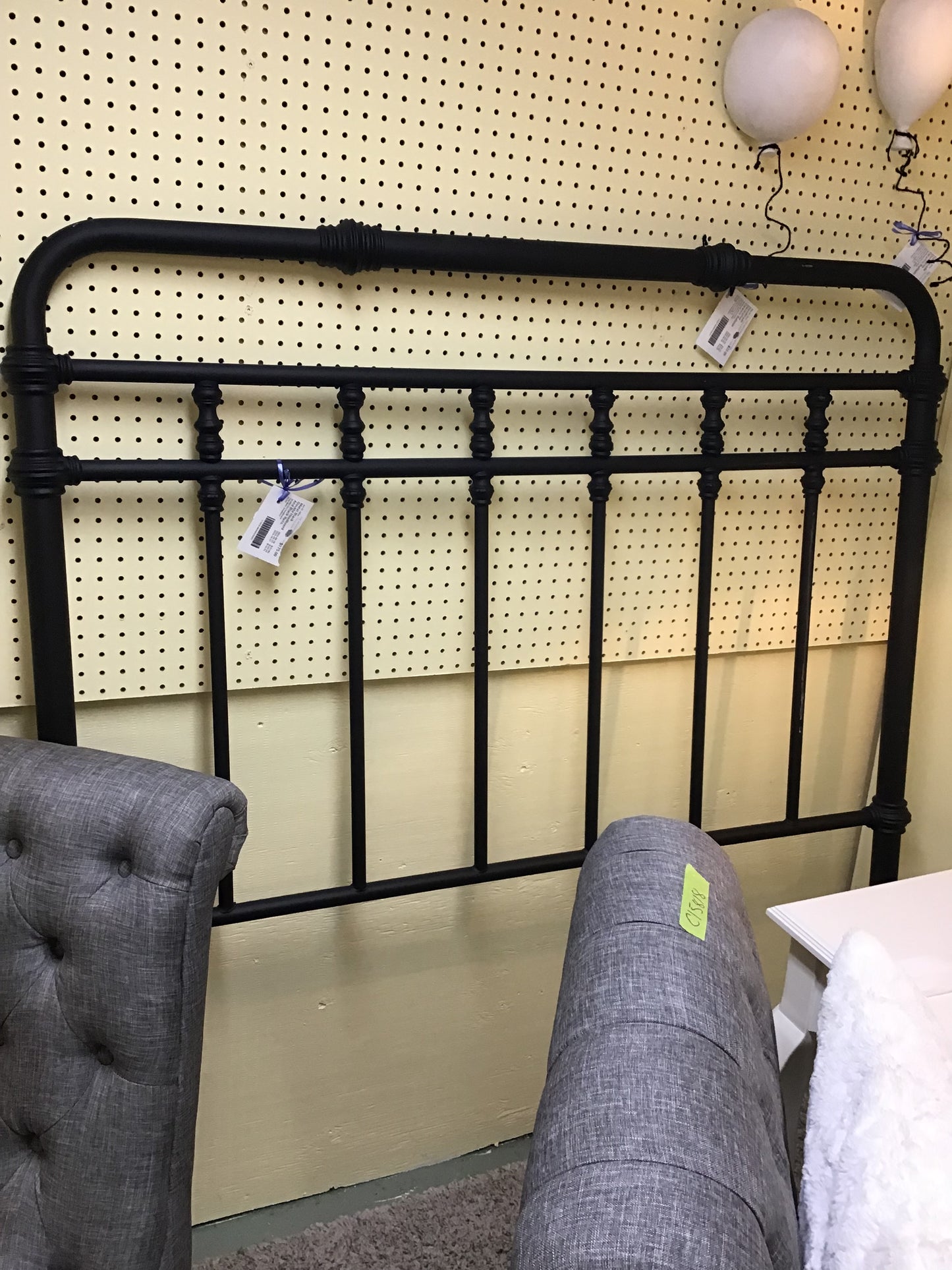 Metal Black Double Headboard And Black Rails.