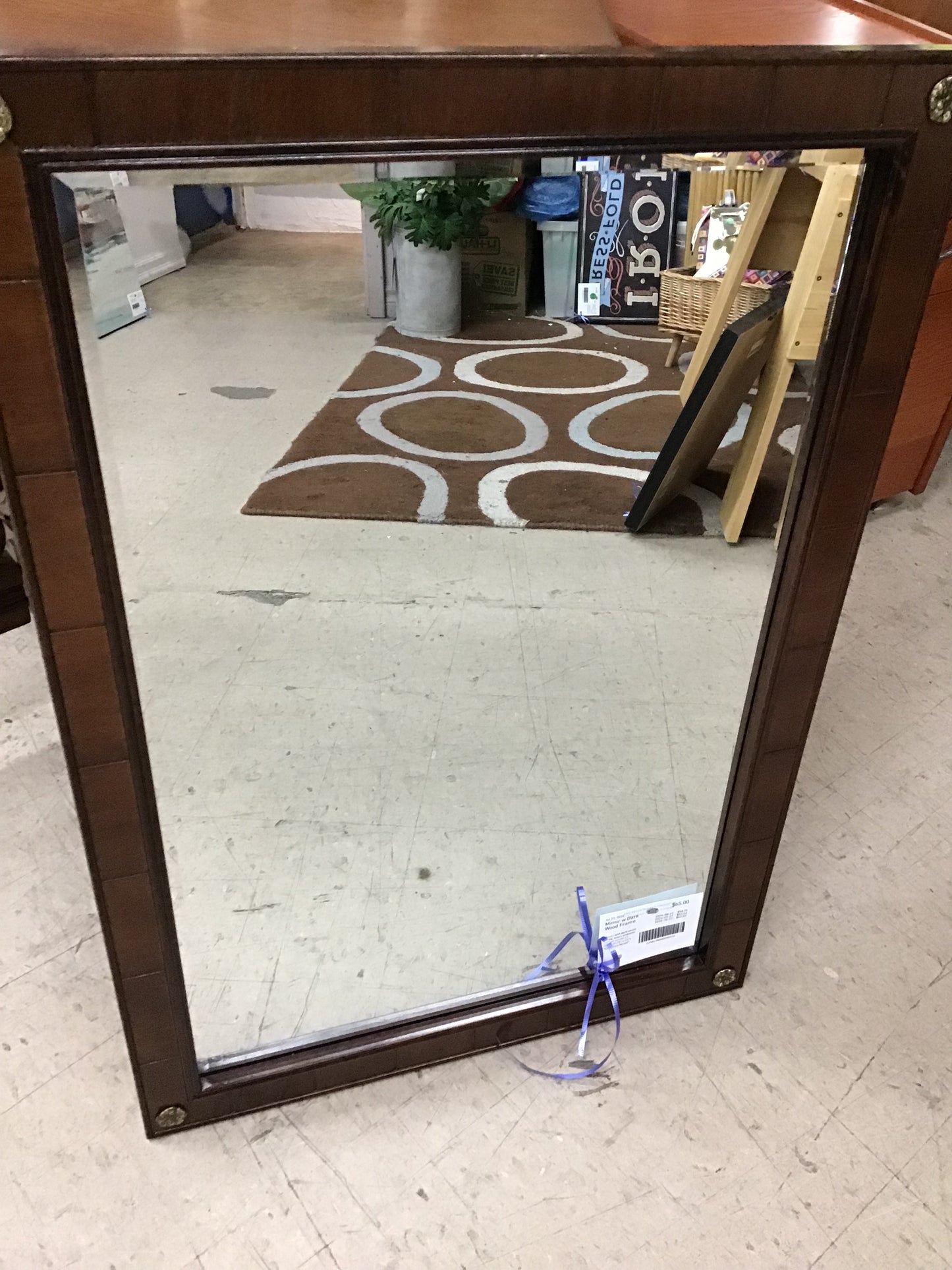 Mirror w Dark Wood Frame