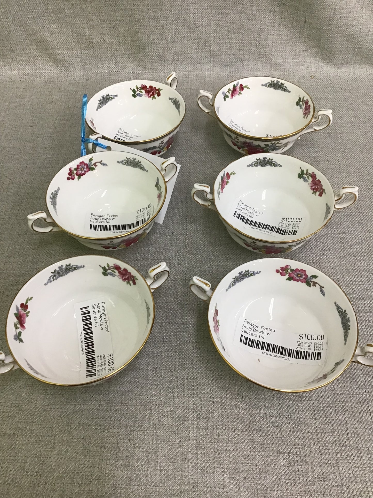 Paragon Footed Soup Bowls w Saucers (6)