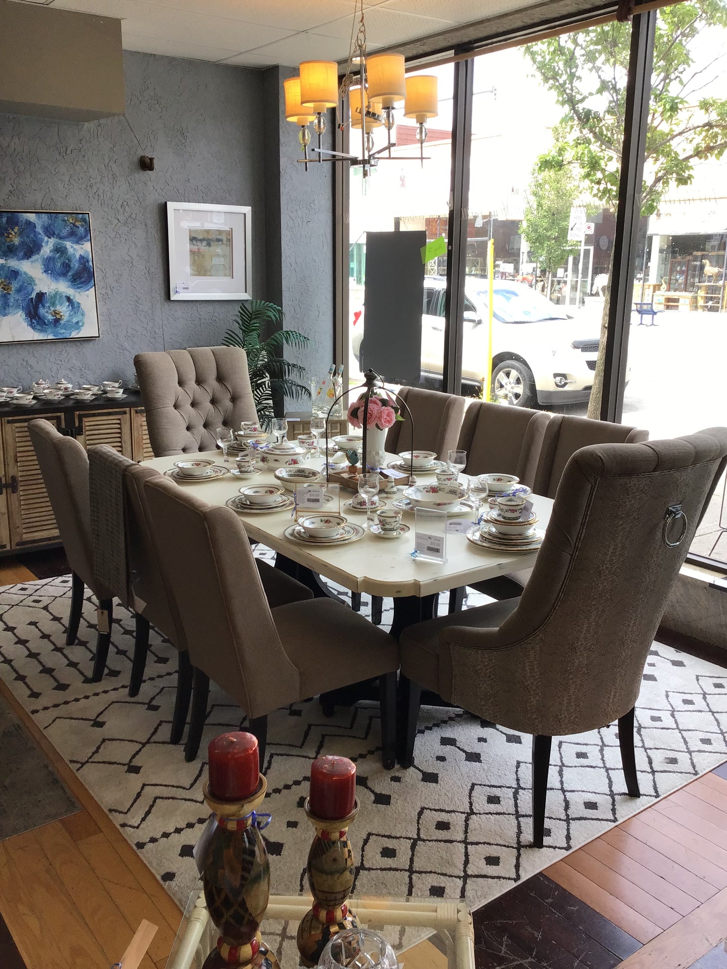 Hooker Distressed Double Pedestal Dining Set