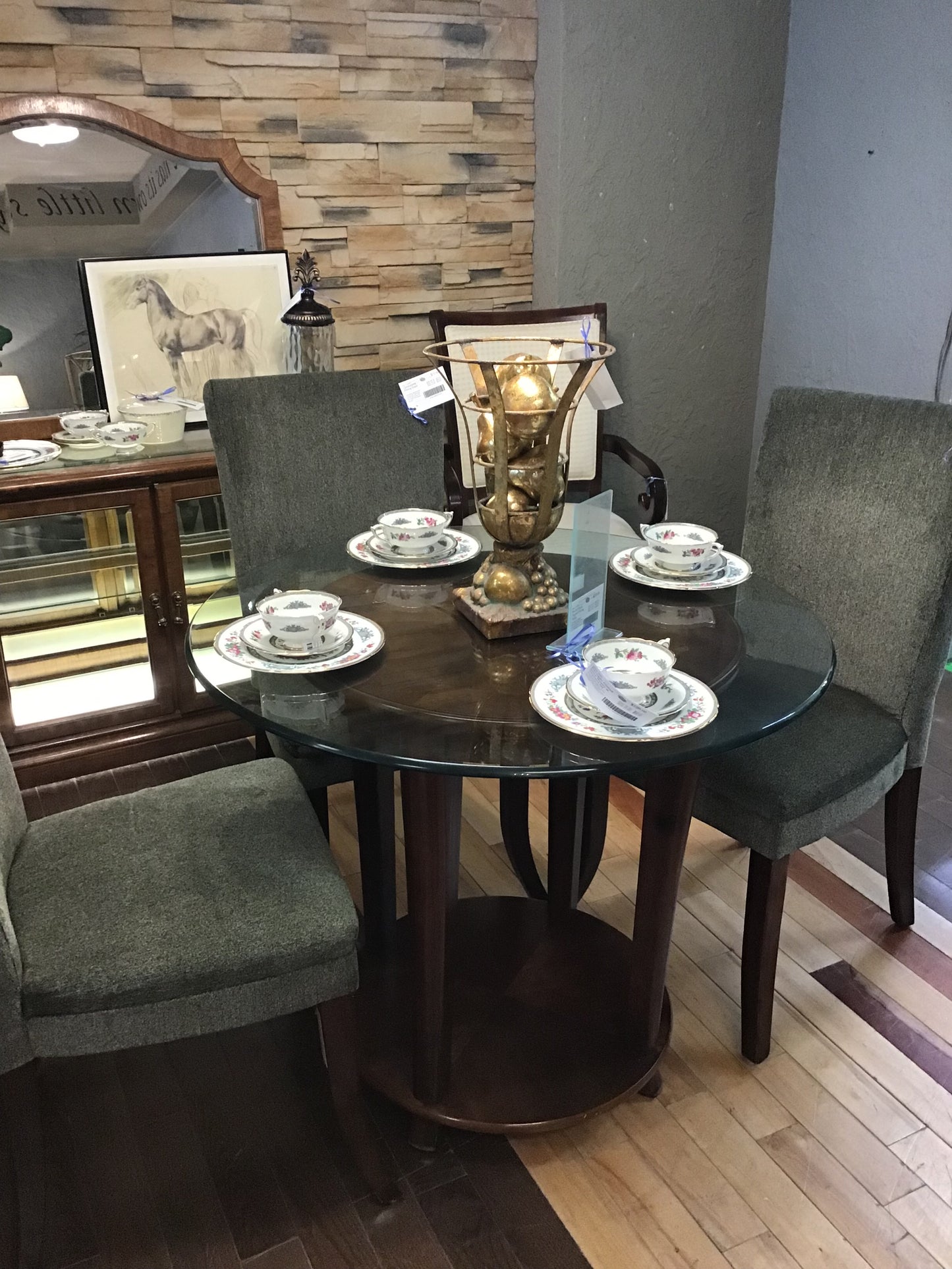 Round Glass Topped Dining Table