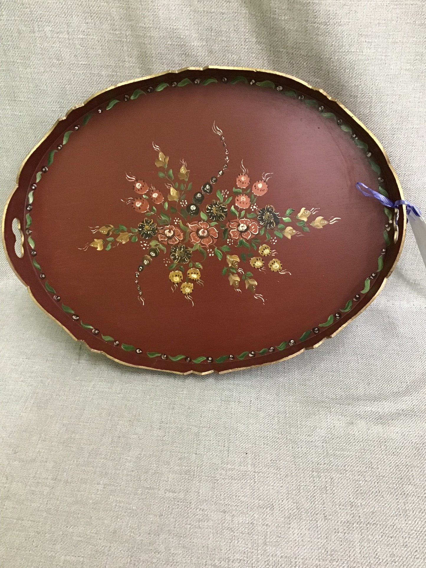 Wooden Oval Hand Painted Tray