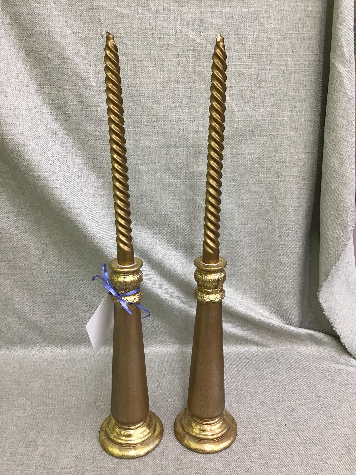 Pair Gold Tone Candle Holders