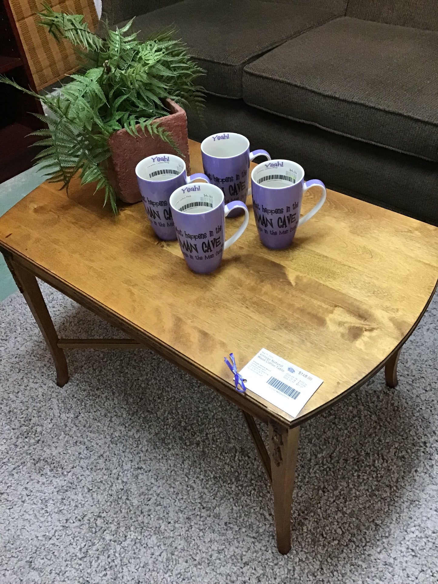 Vintage Natural Wood Coffee Table