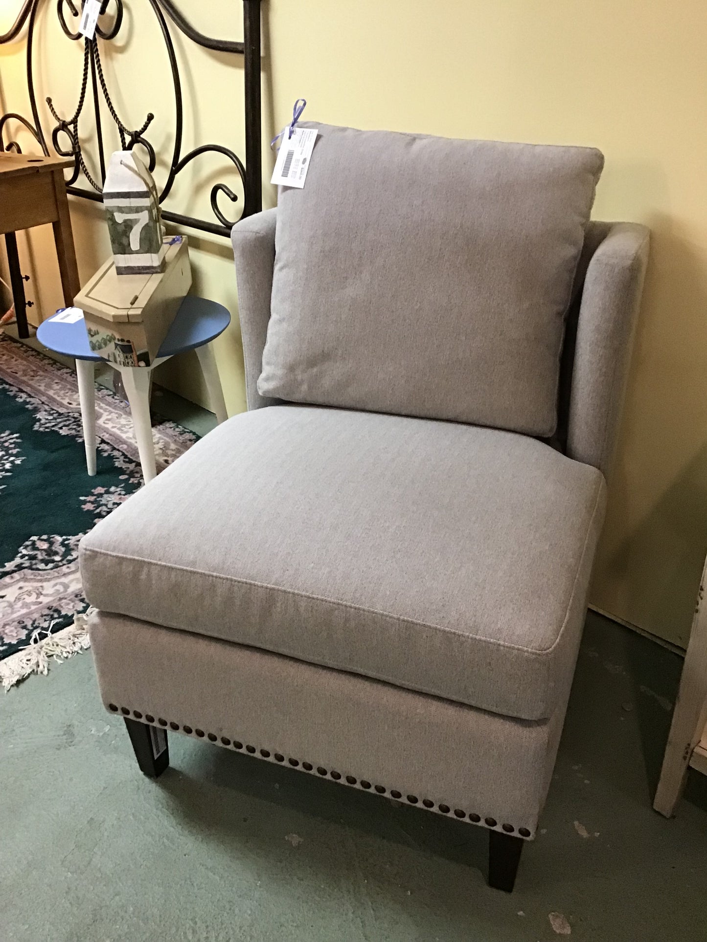 Modern Thomasville Grey Upholstered Armchair