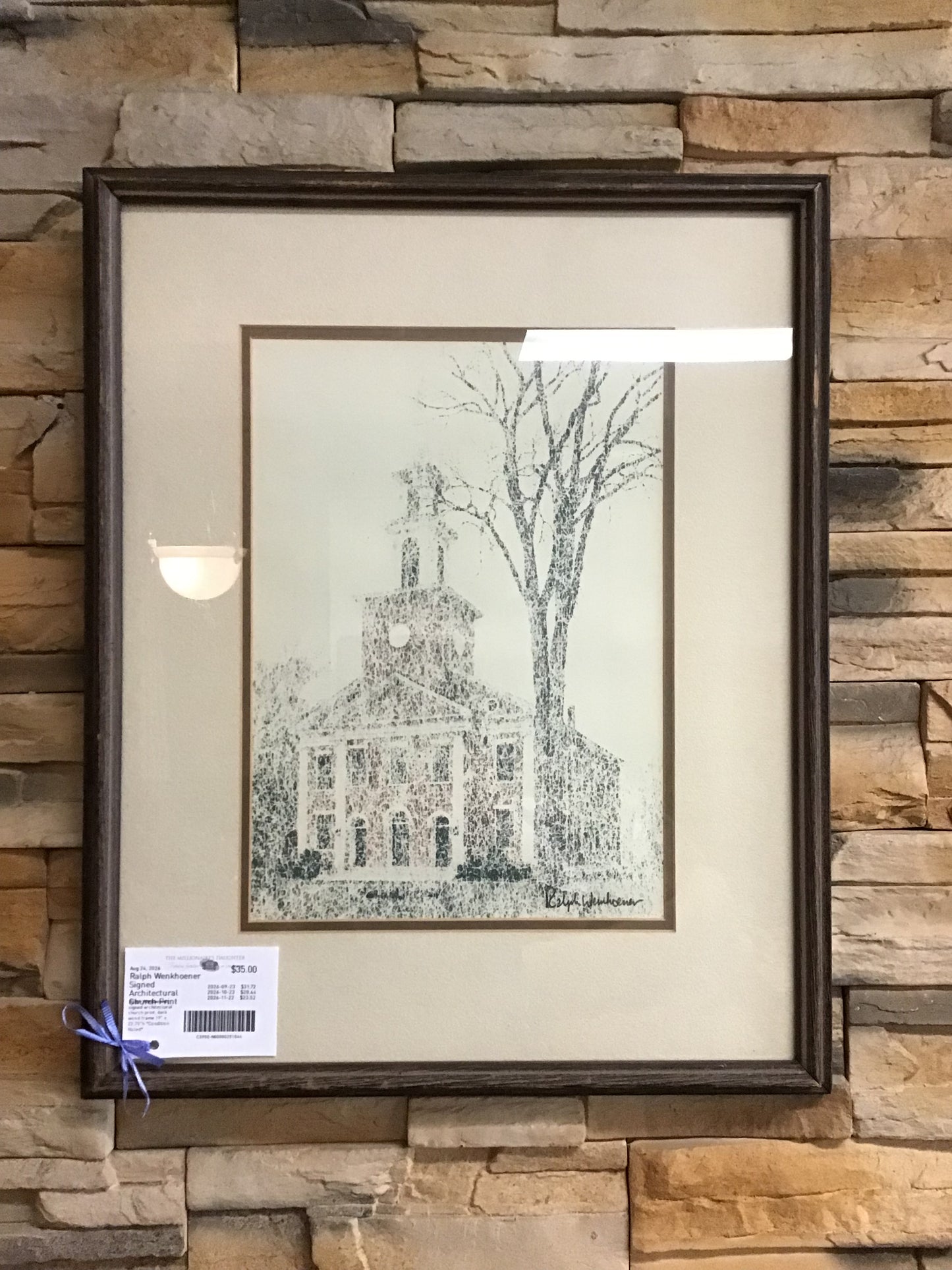 Ralph Wenkhoener Signed Architectural Church Print