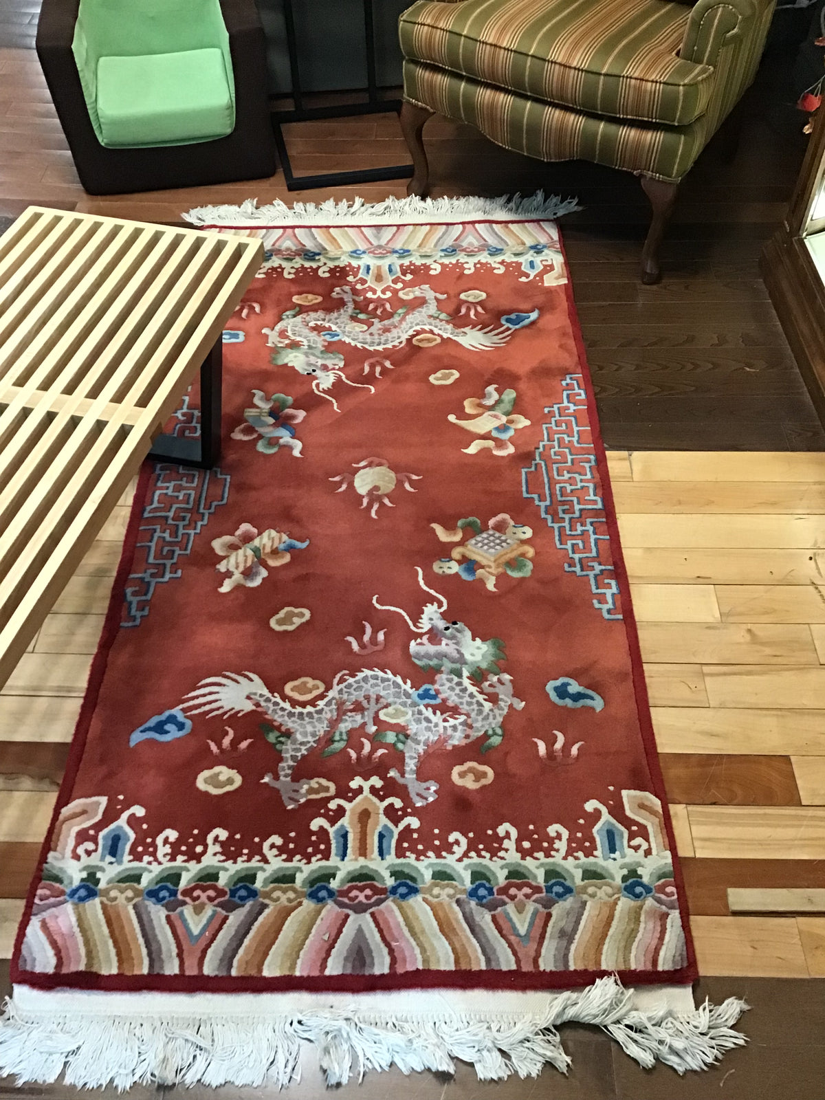 Hand Knotted Chinese Fringed Wool Rug