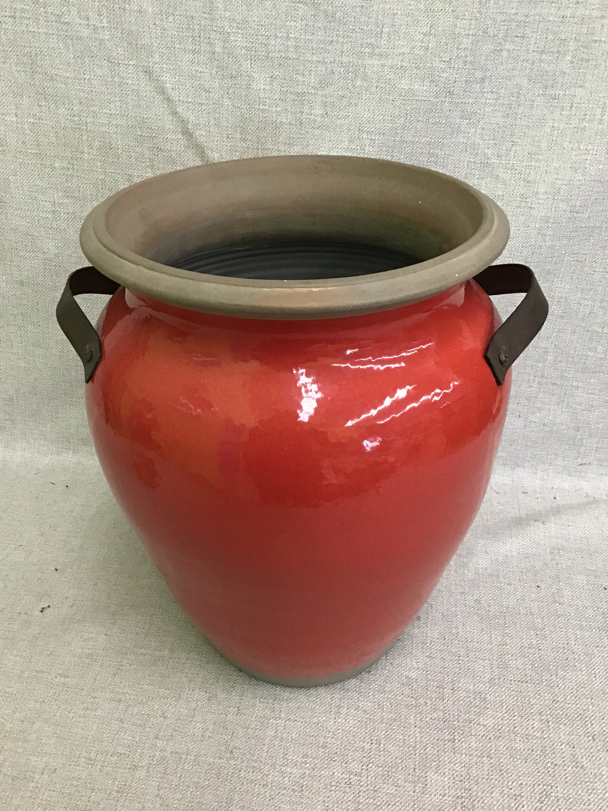 Red Ceramic Vase w Handles