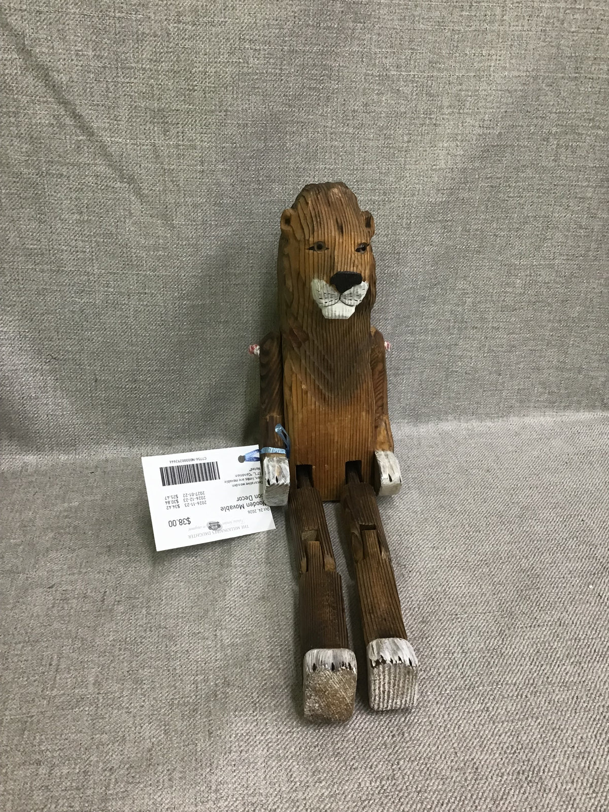 Wooden Movable Lion Decor