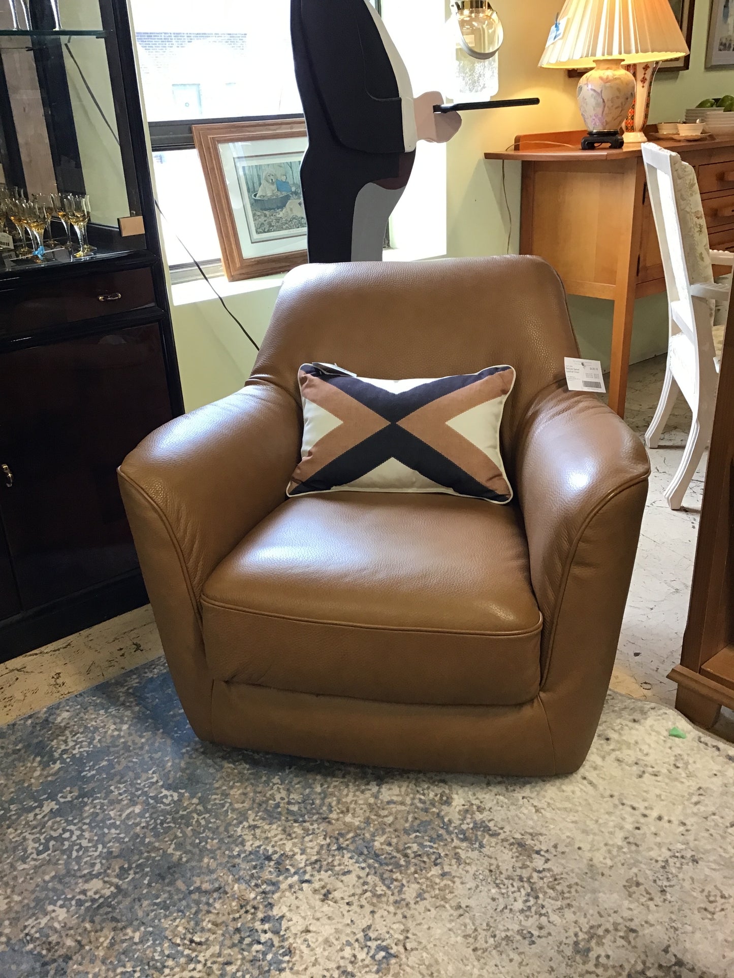 Natuzzi Swivel Leather Chair