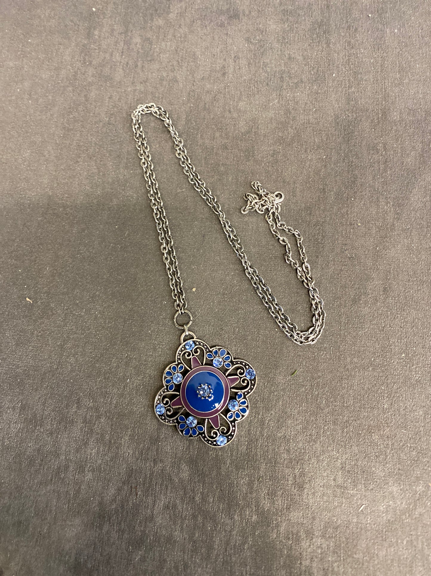 Necklace - Blue Enamel Pendant