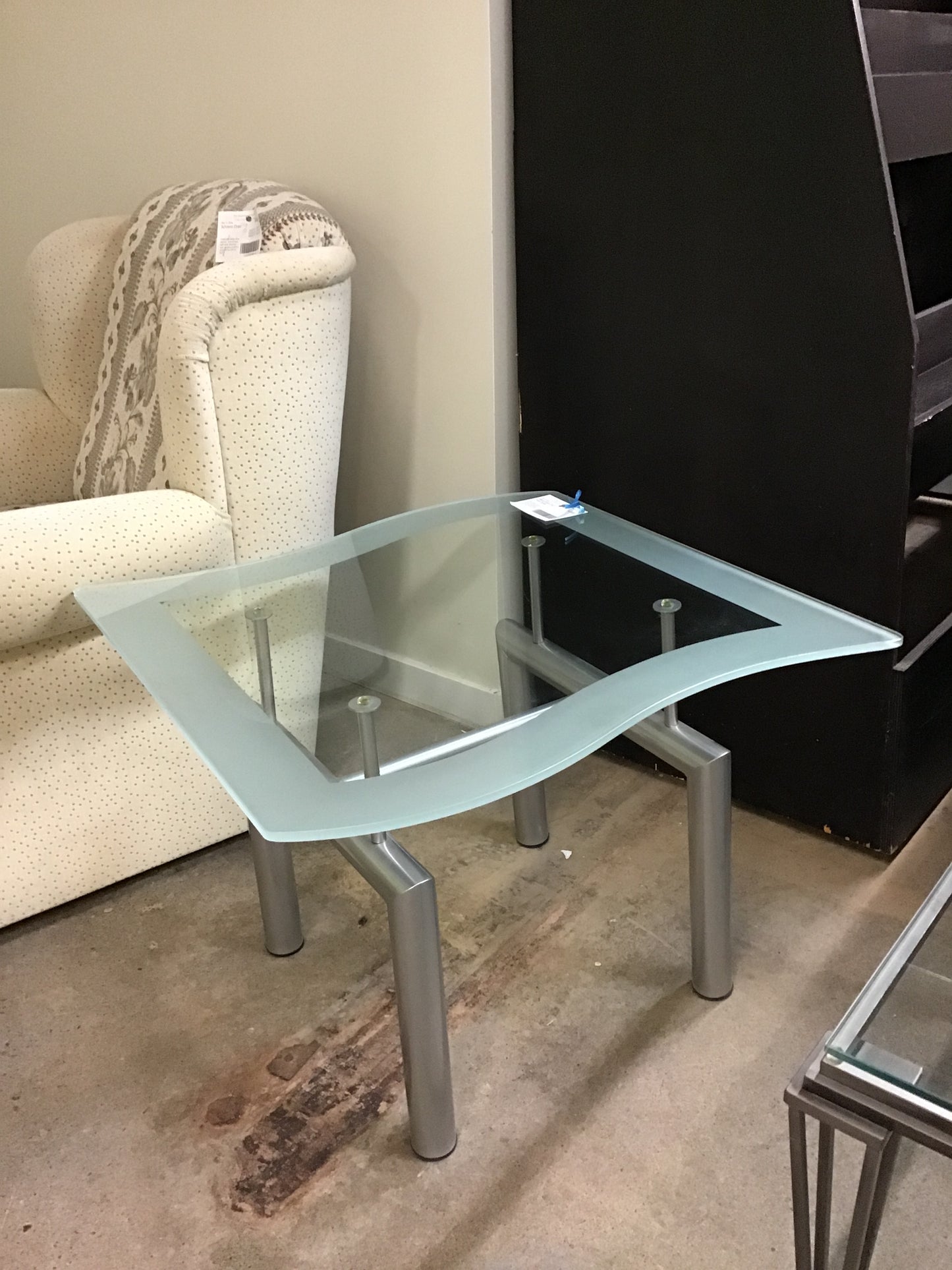 Wave Glass Top Side Table