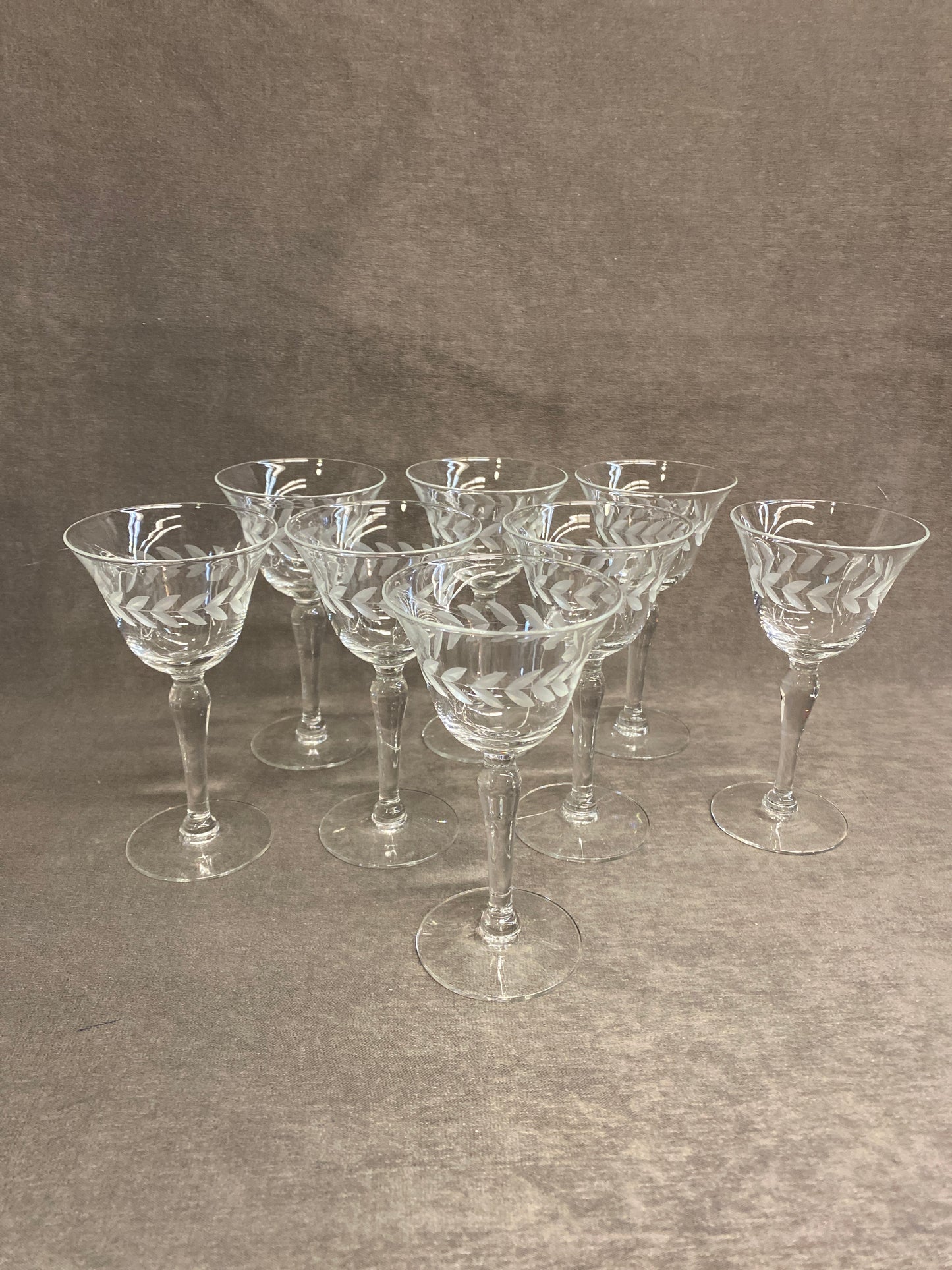 Set 8 Tiffin Laurel Wreath Cordial Glasses