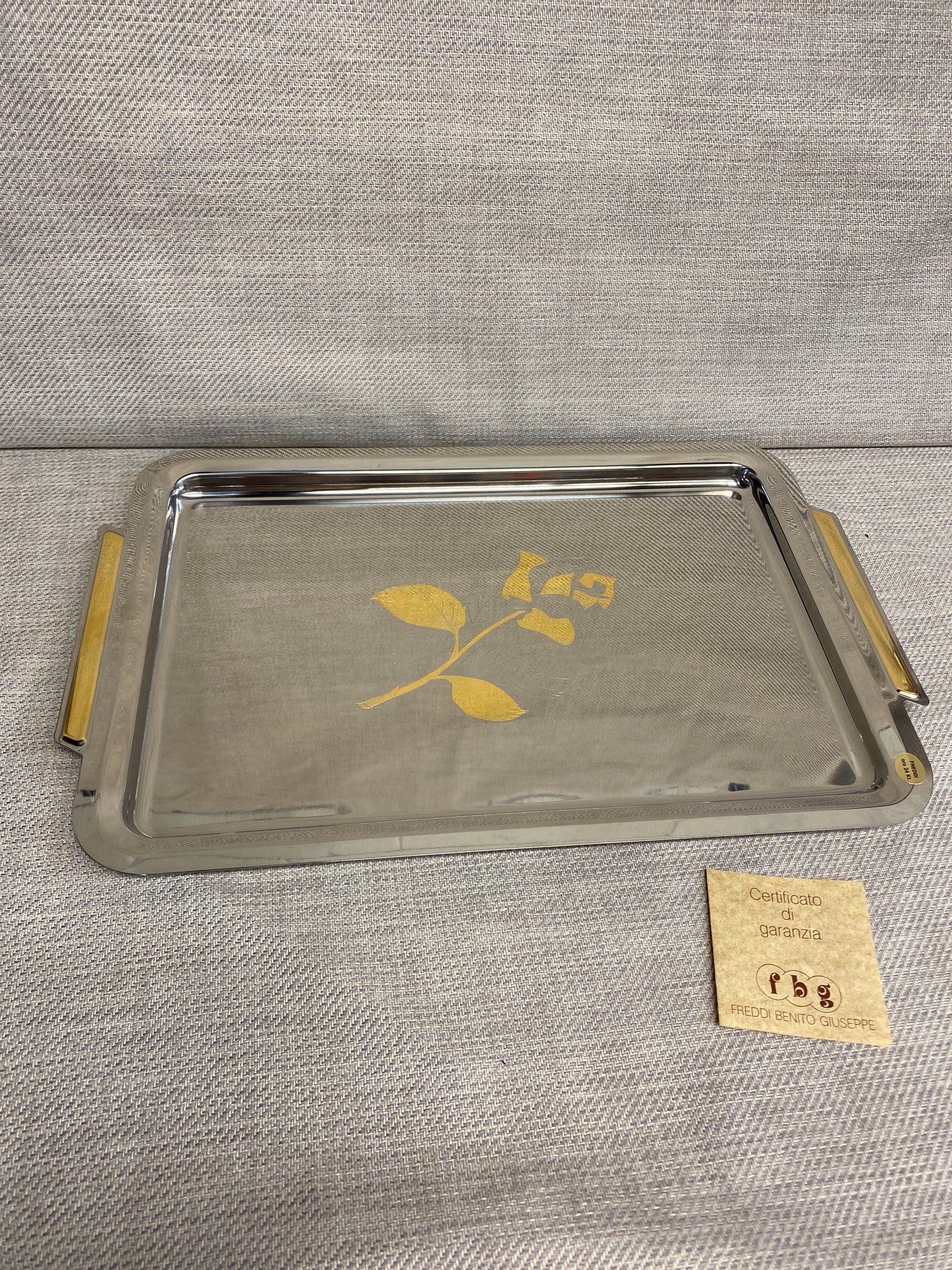 NEW! Stainless Steel Tray 24K Gold Design