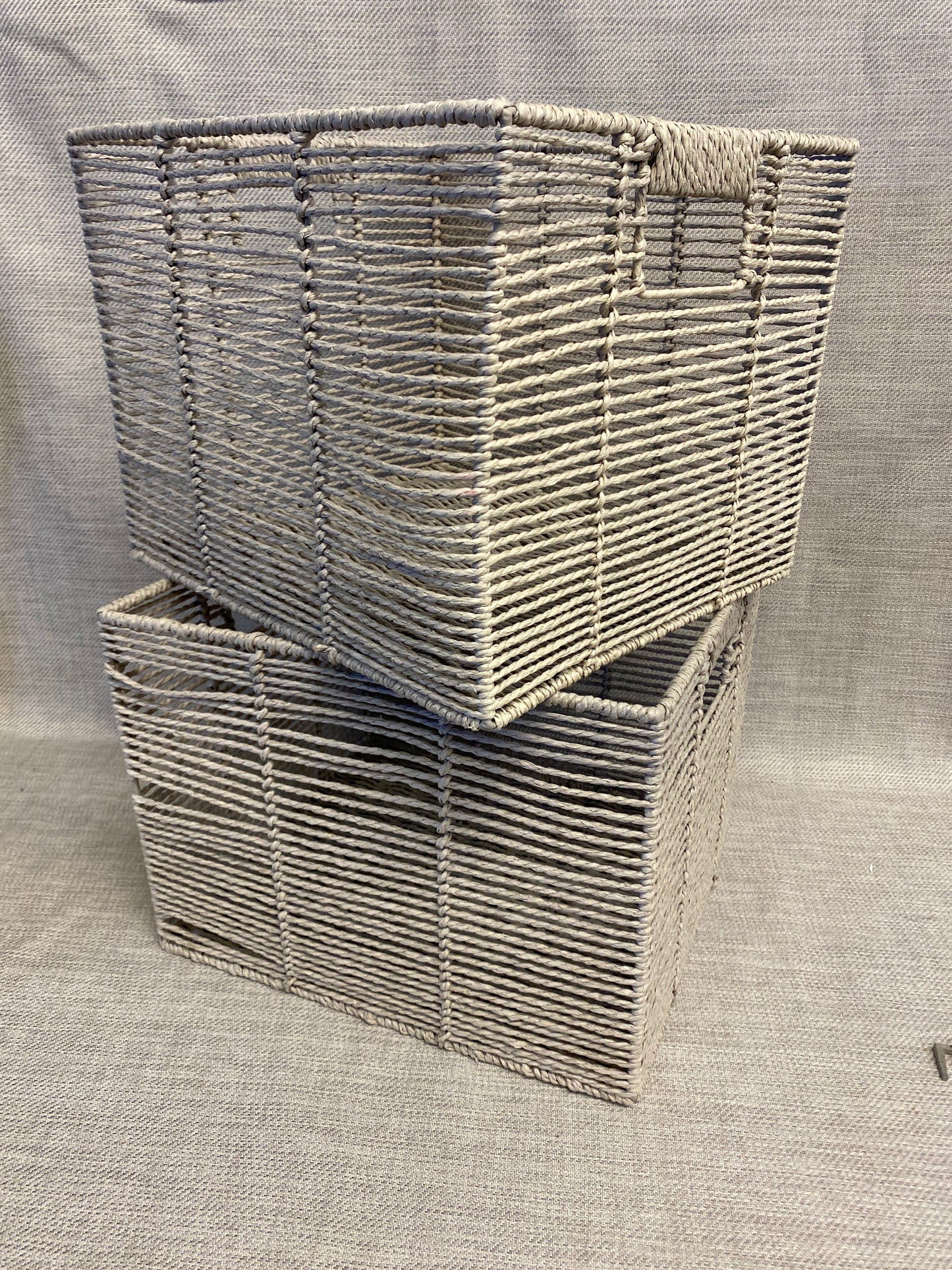 Pair Wire Baskets - Grey String