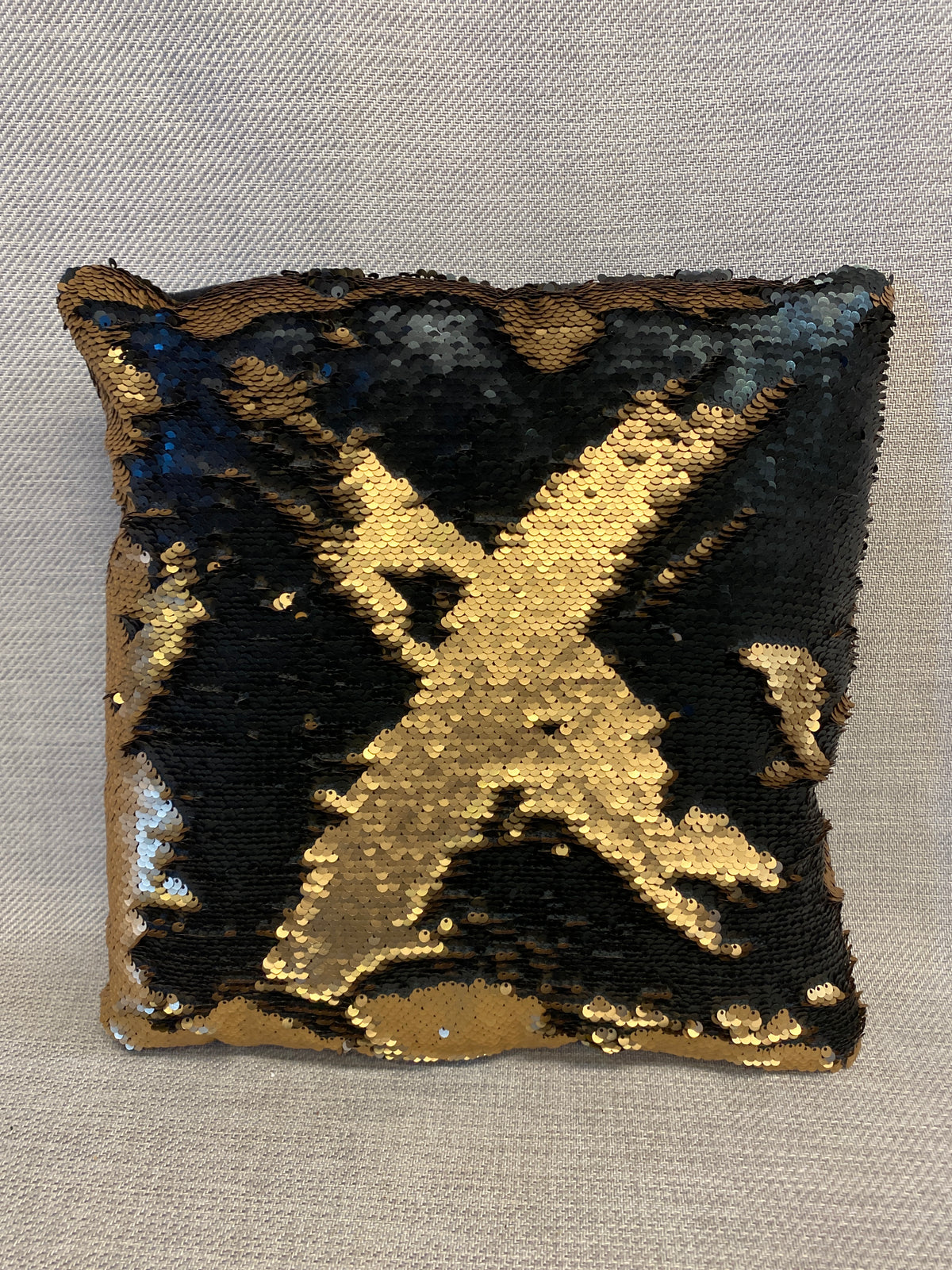 Sequin Cushion - Black & Gold