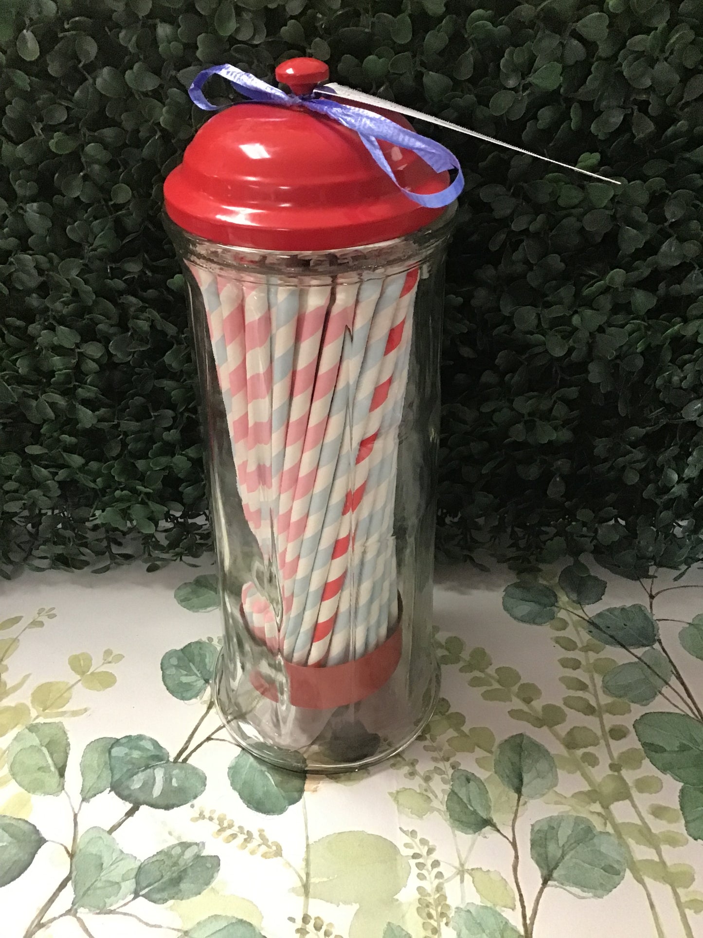 Vintage Glass Straw Holder
